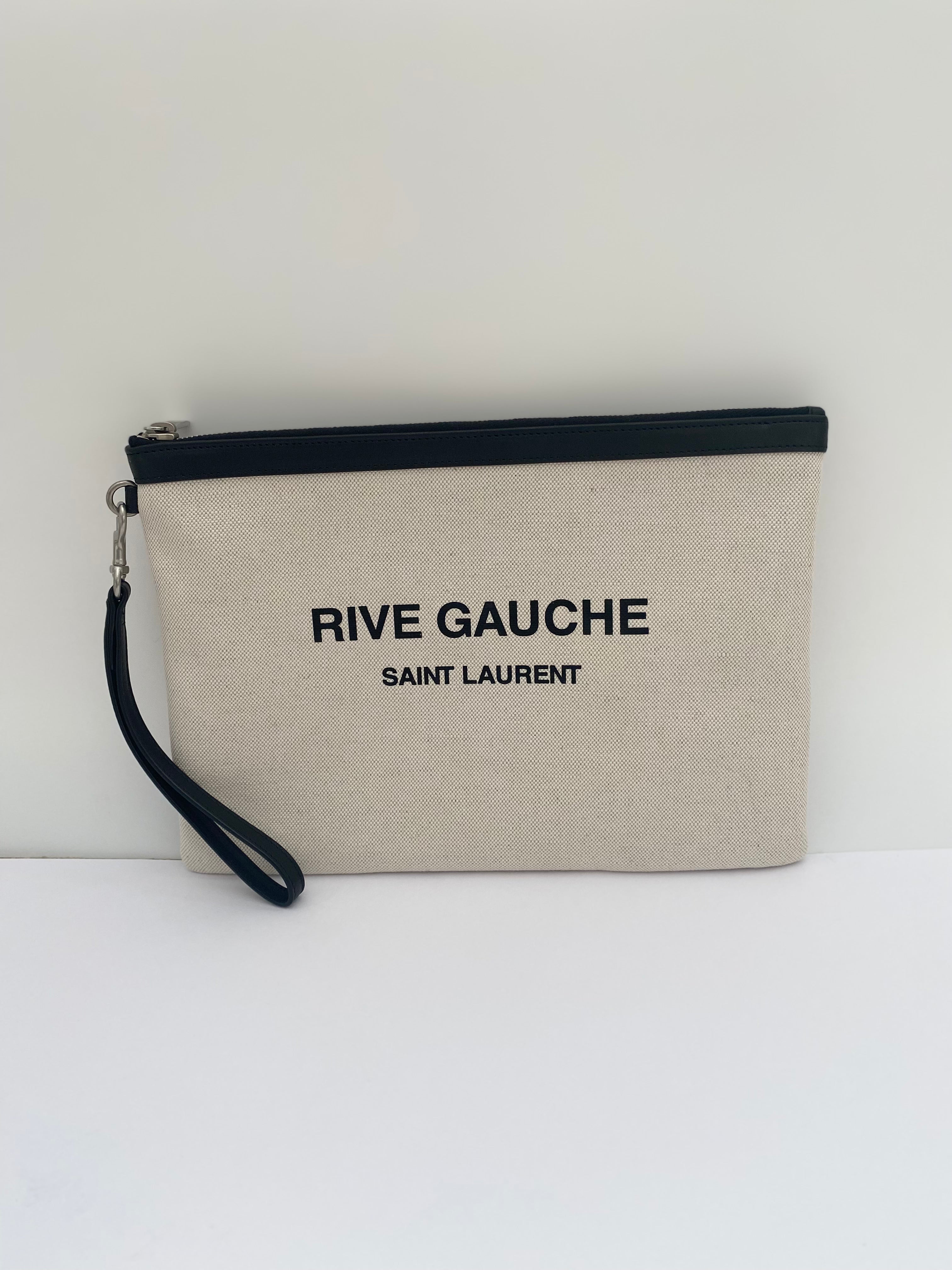 Saint Laurent Rive Gauche Pouch In Linen Canvas