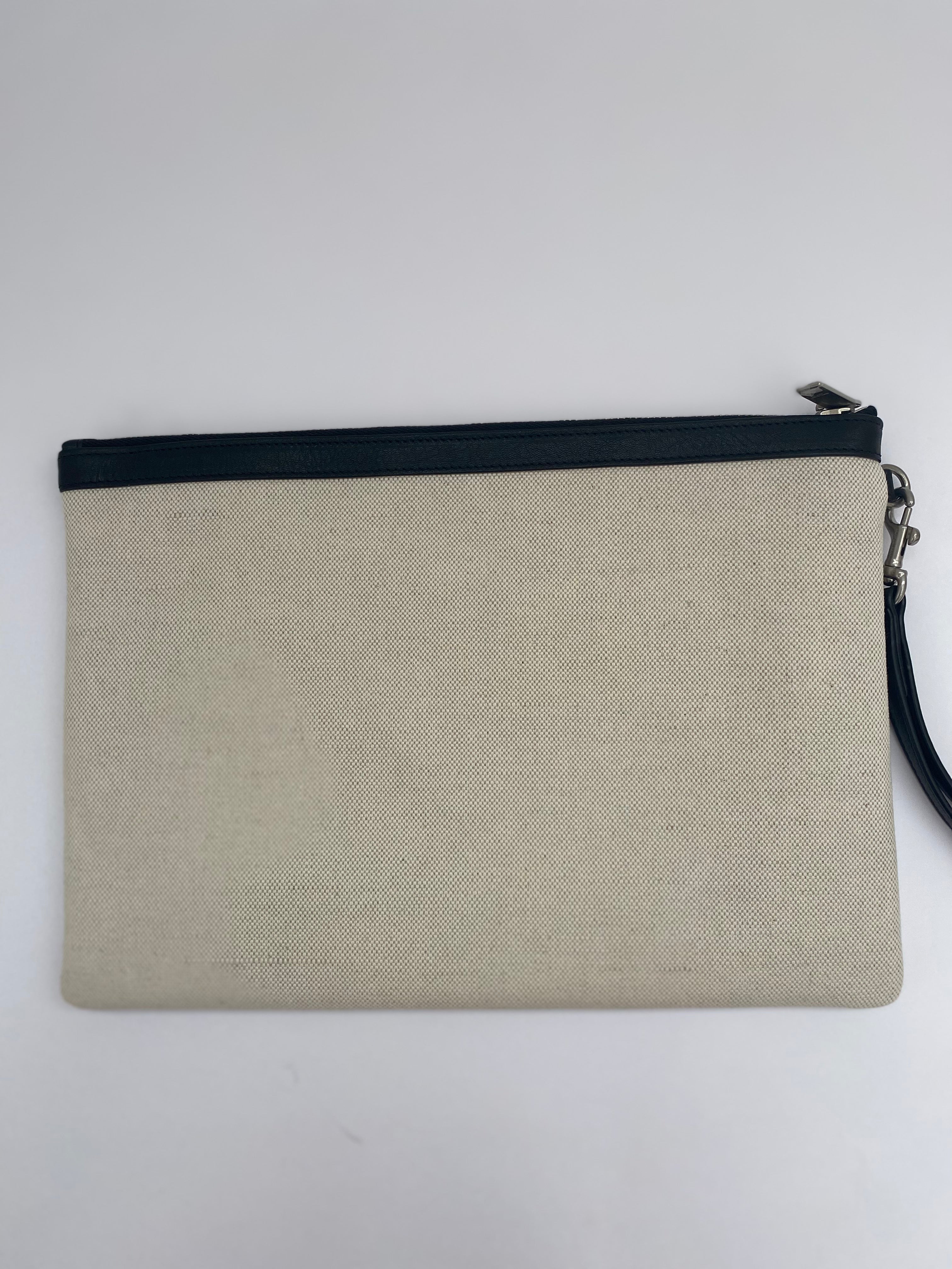 Saint Laurent Rive Gauche Pouch In Linen Canvas