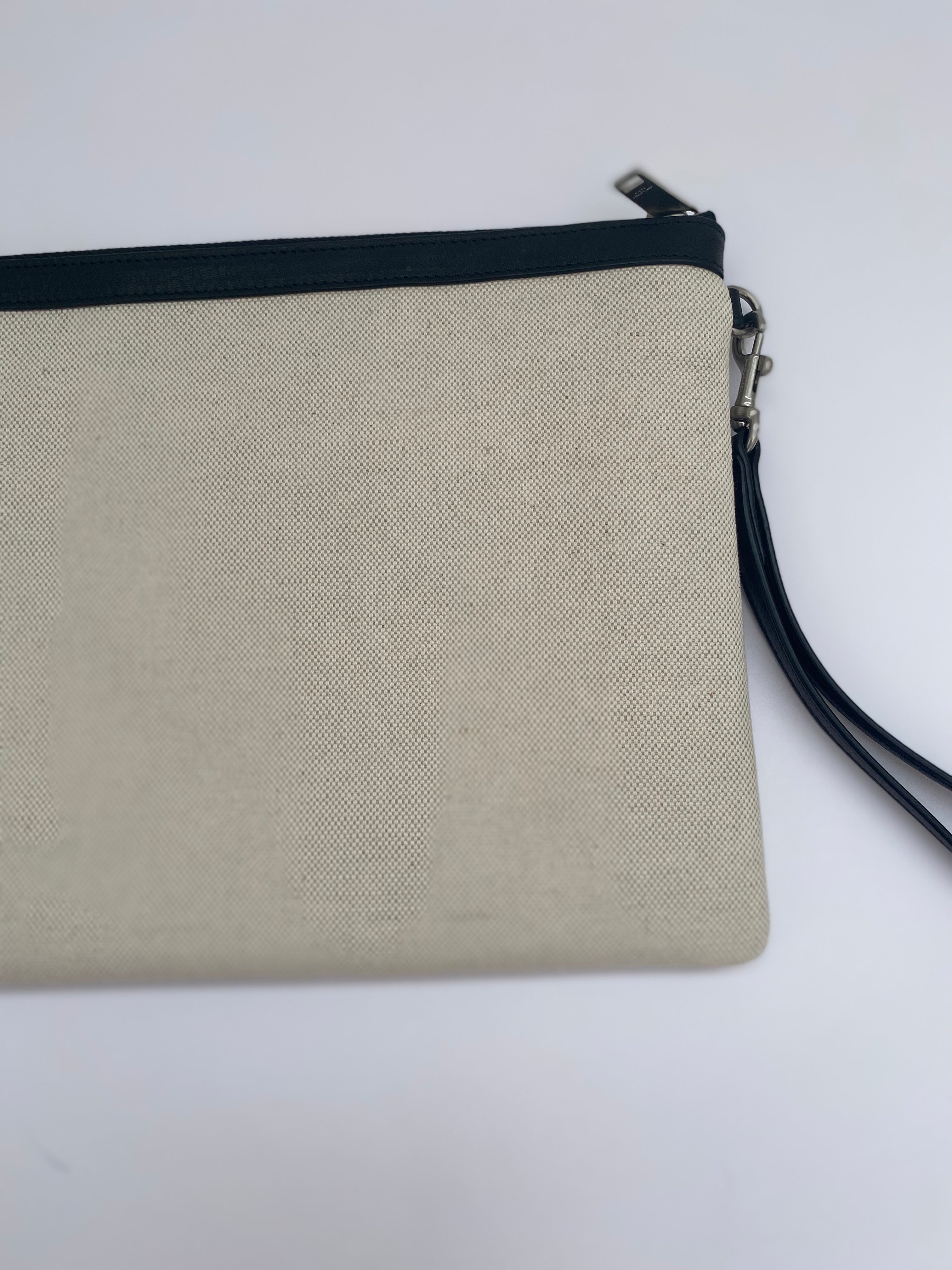 Saint Laurent Rive Gauche Pouch In Linen Canvas