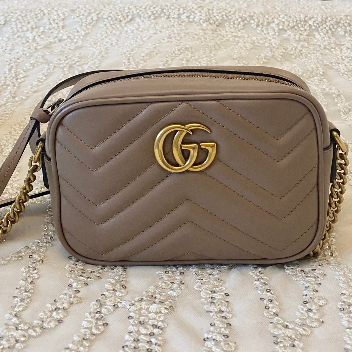 Gucci Dusty Pink Marmont Mini Crossbody Bag  (RRP £1160)