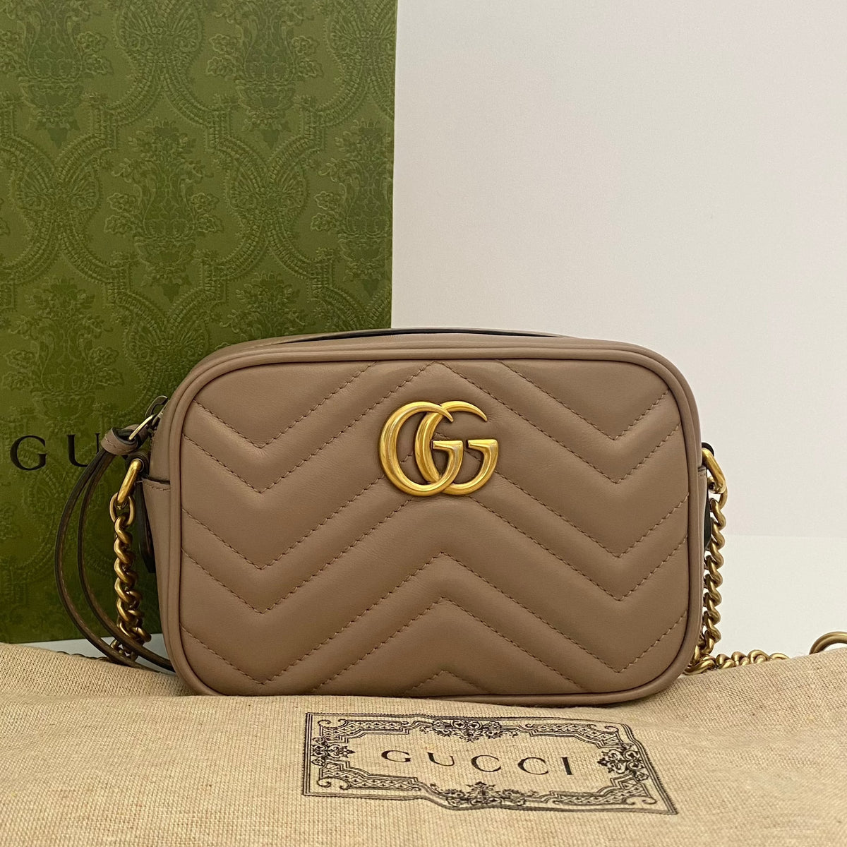 Gucci Dusty Pink Marmont Mini Crossbody Bag  (RRP £1160)