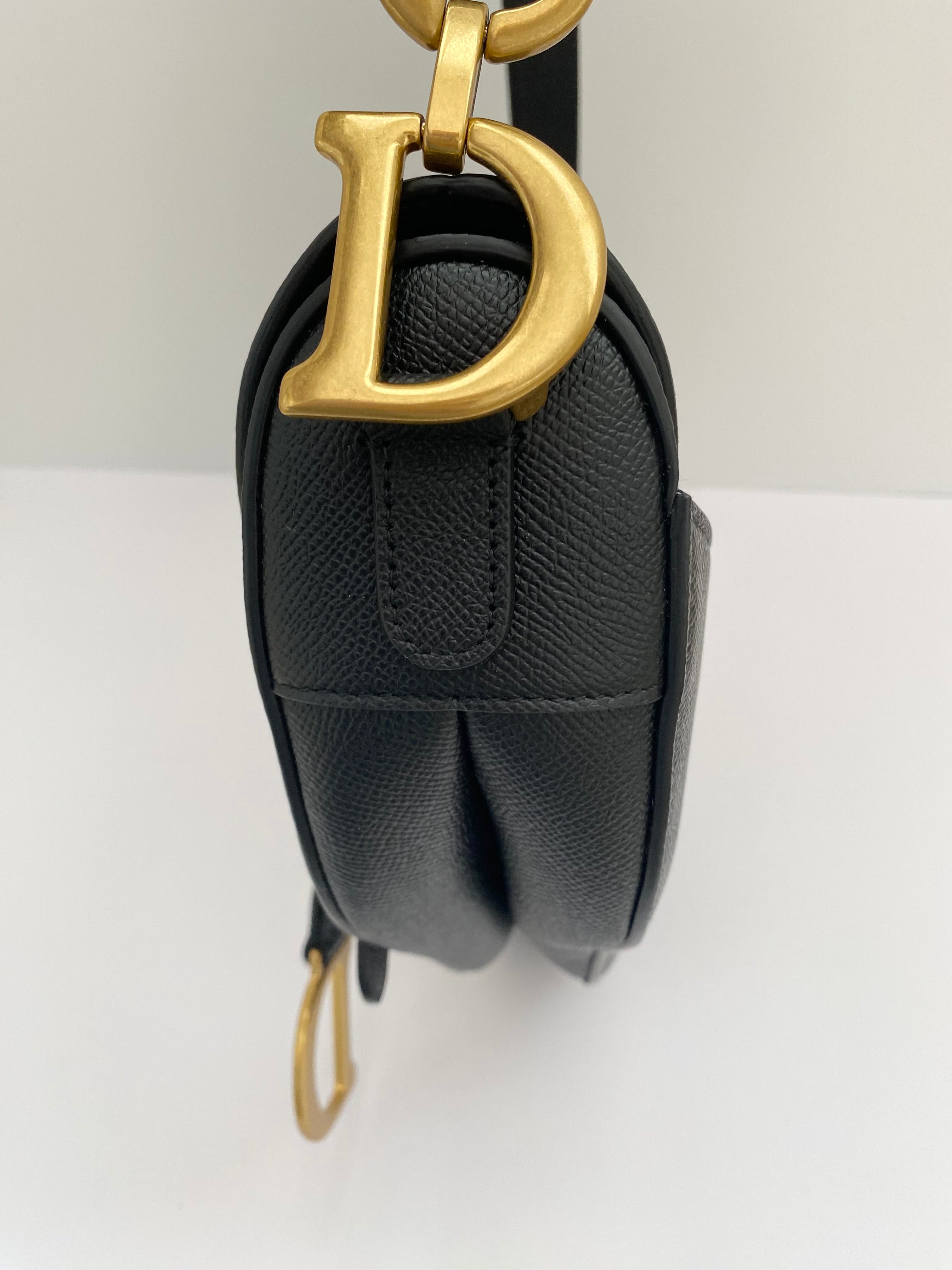 Dior Black Saddle Bag In Grained Calfskin (RRP £3,450)