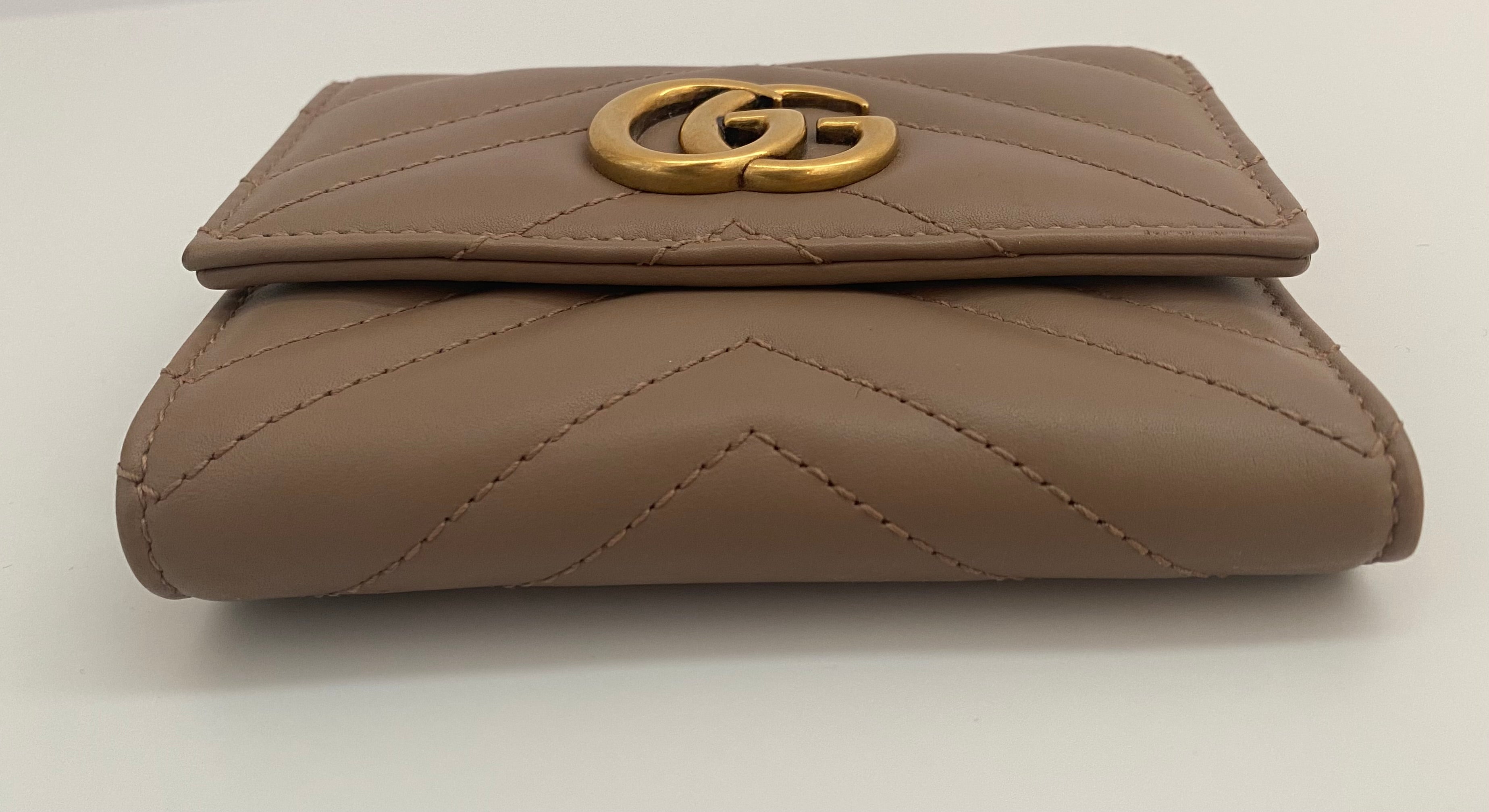 Gucci Dusty Pink Marmont  Chevron Leather Wallet