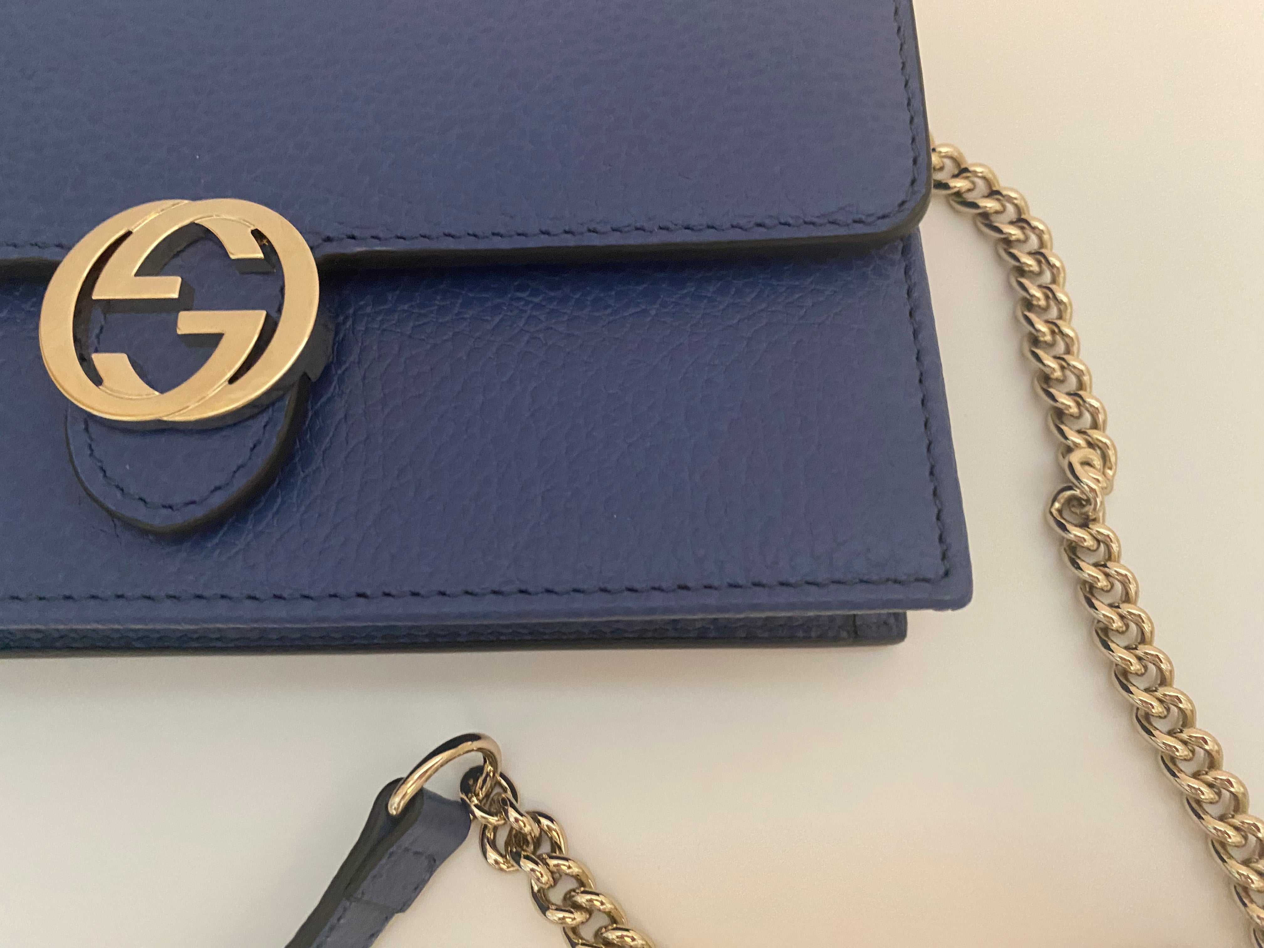 Gucci Blue Interlocking Chain Wallet