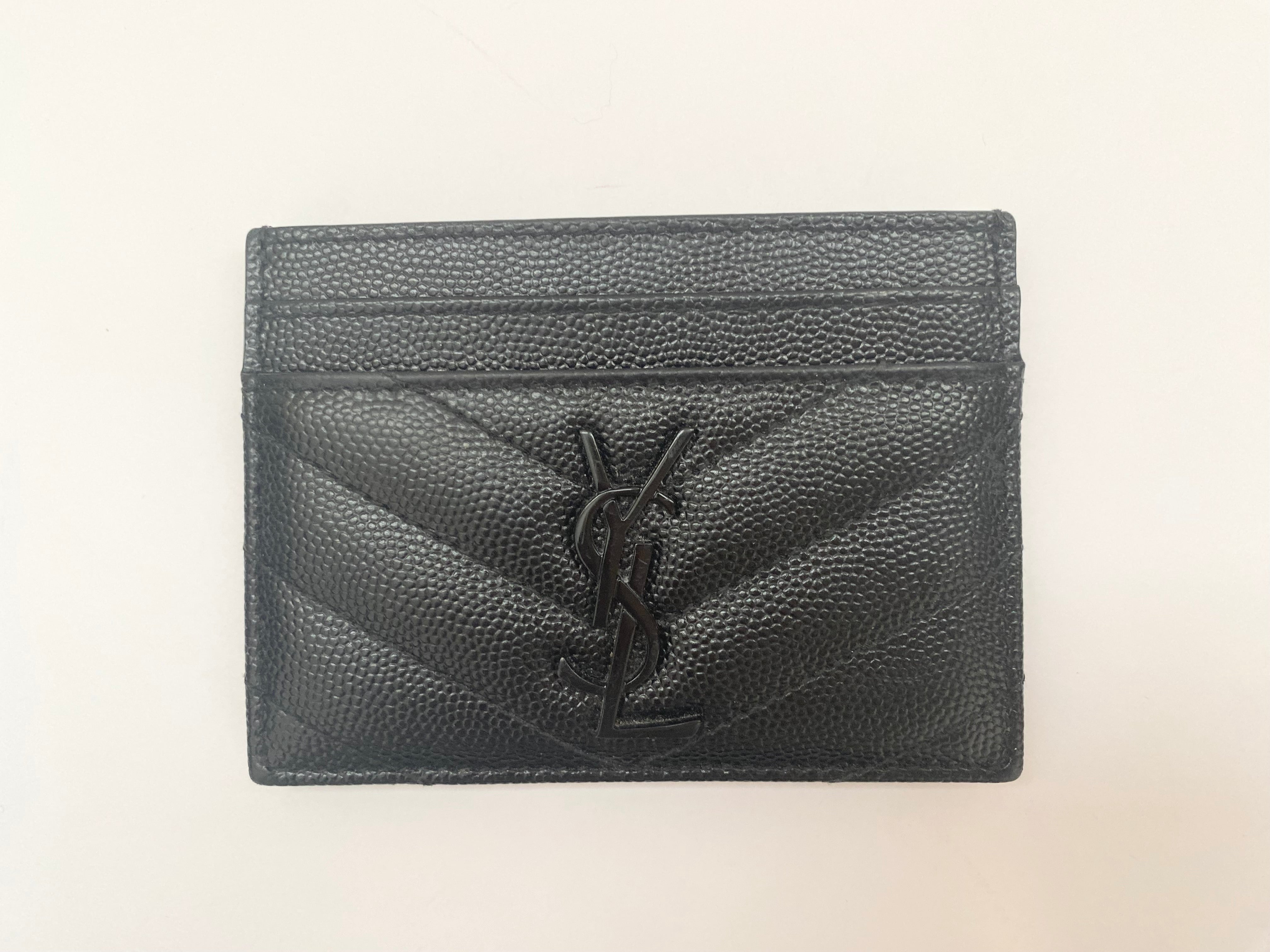 Yves Saint Laurent Black Card Holder In Grain De Poudre (RRP £260)