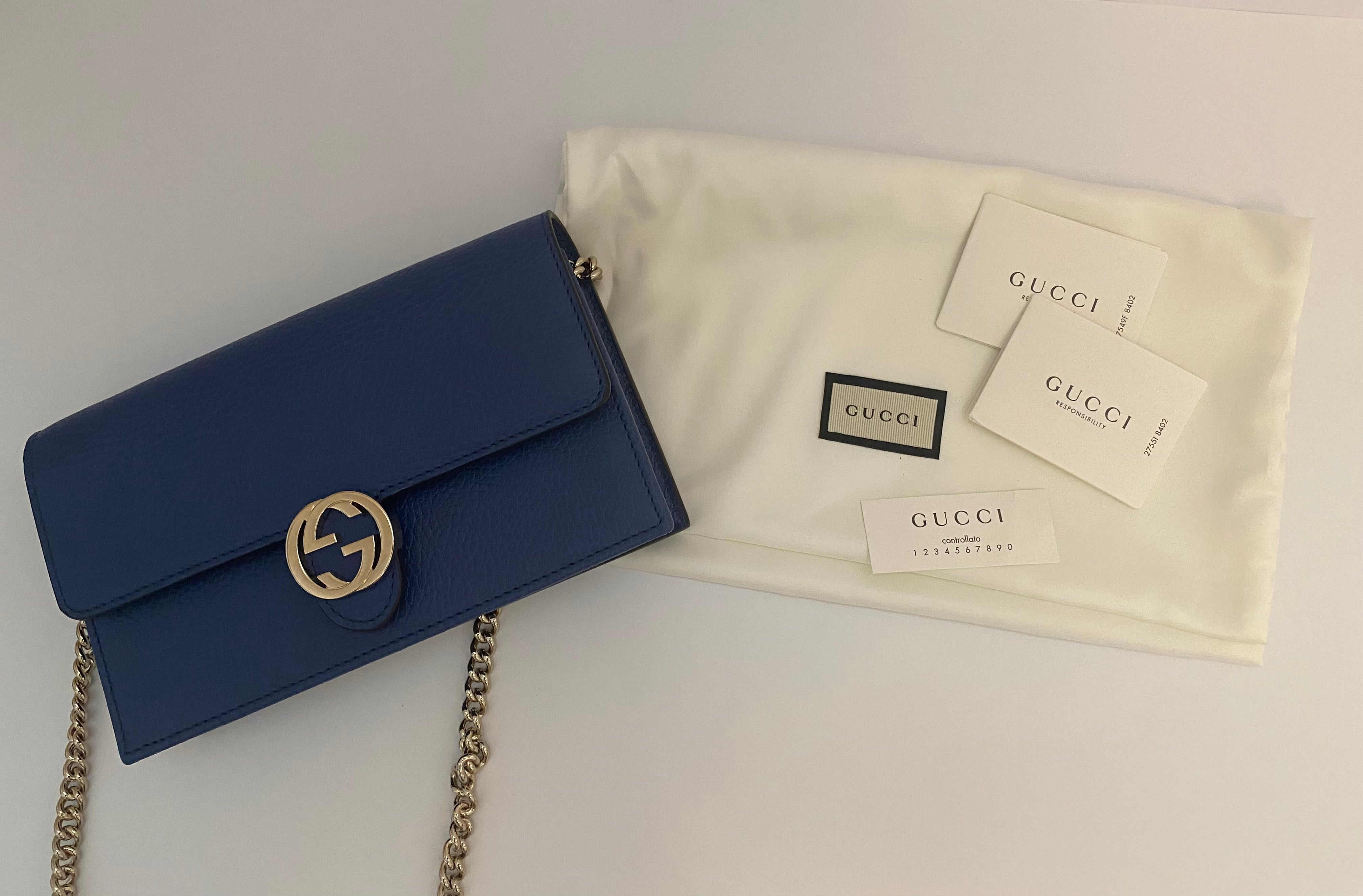 Gucci Blue Interlocking Chain Wallet