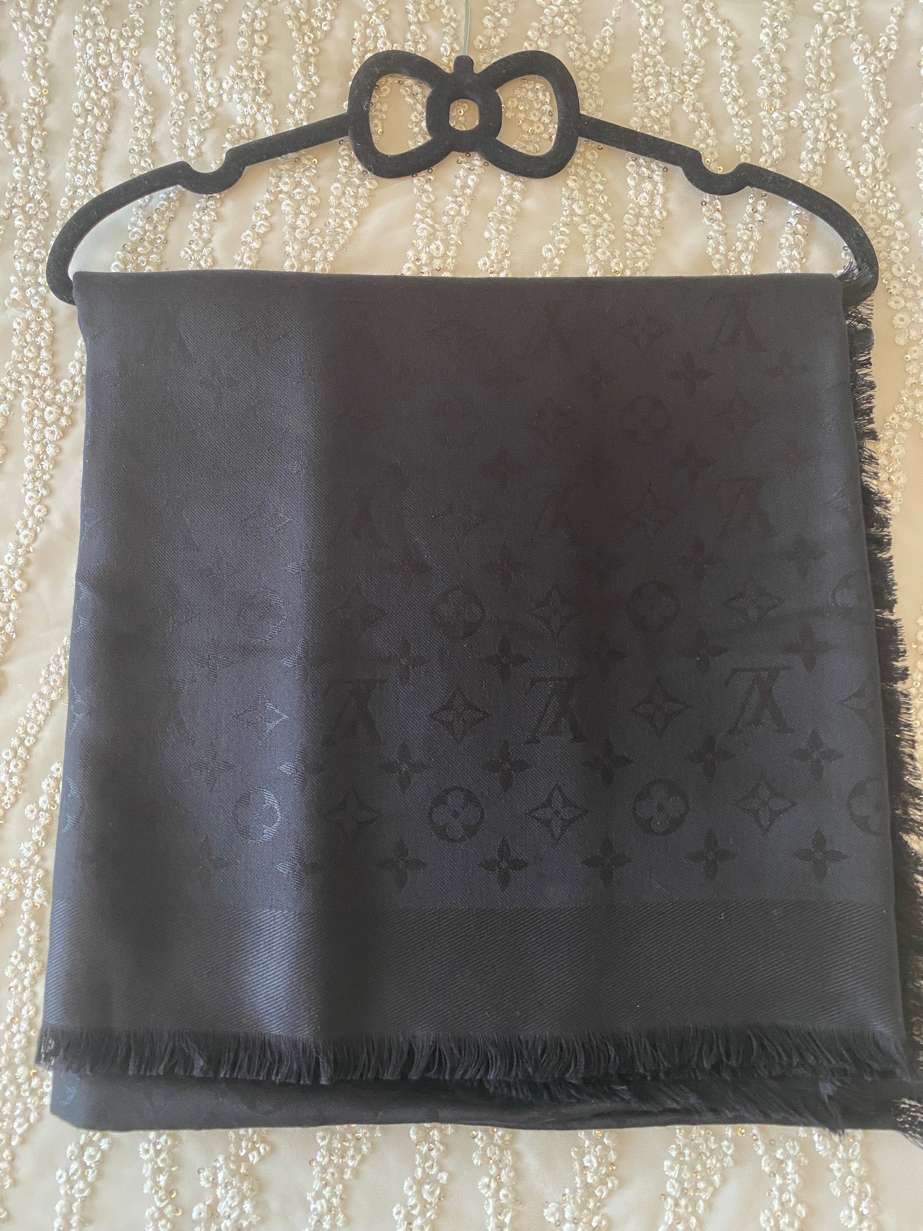 Louis Vuitton Monogram Black Shine Shawl (RRP £505)