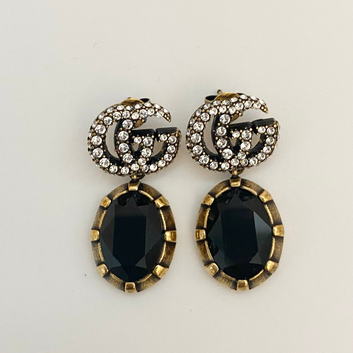 Gucci  Double G Earrings with Black Crystals (RRP £315)