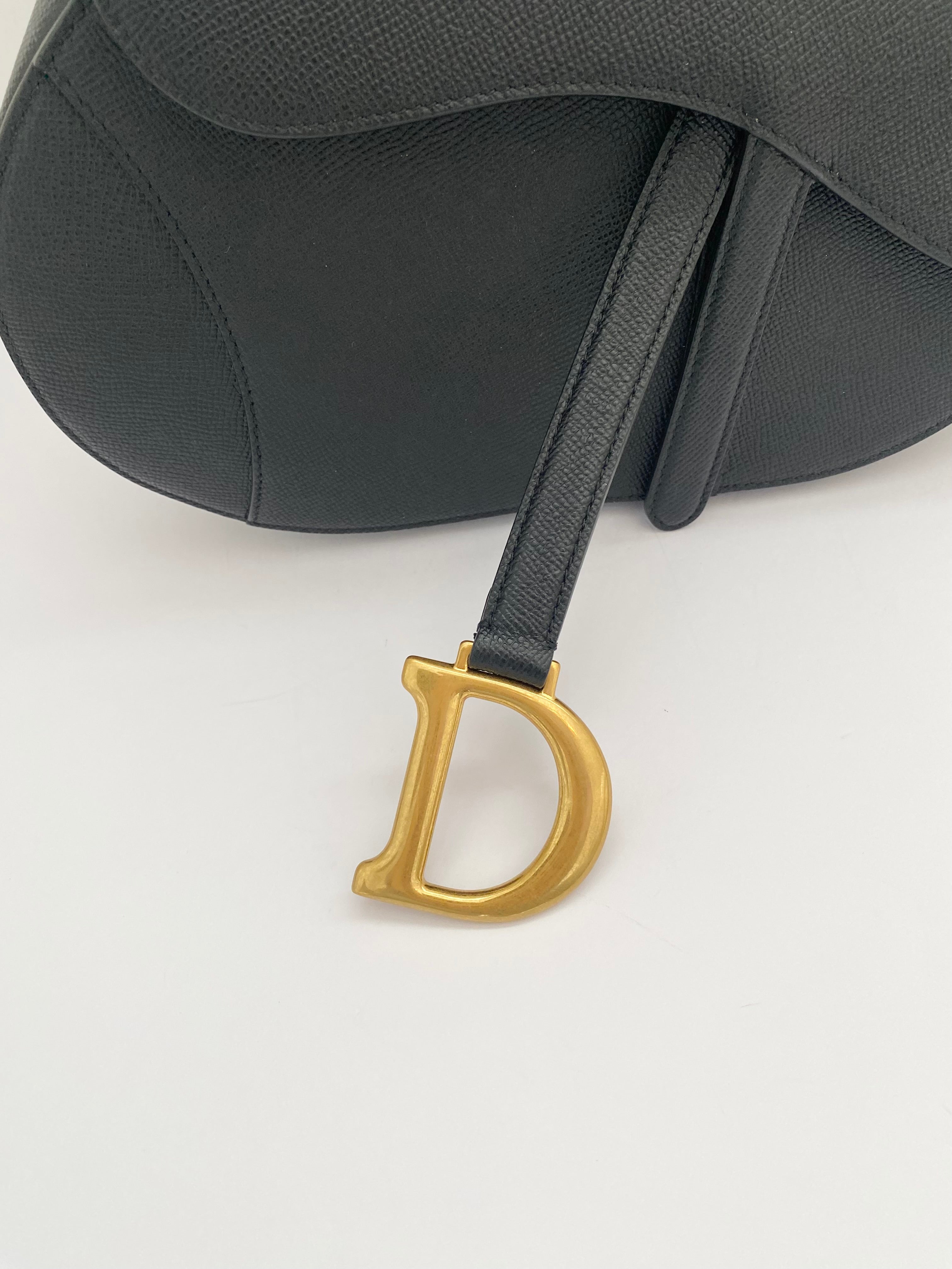 Dior Black Saddle Bag In Grained Calfskin (RRP £3,450)