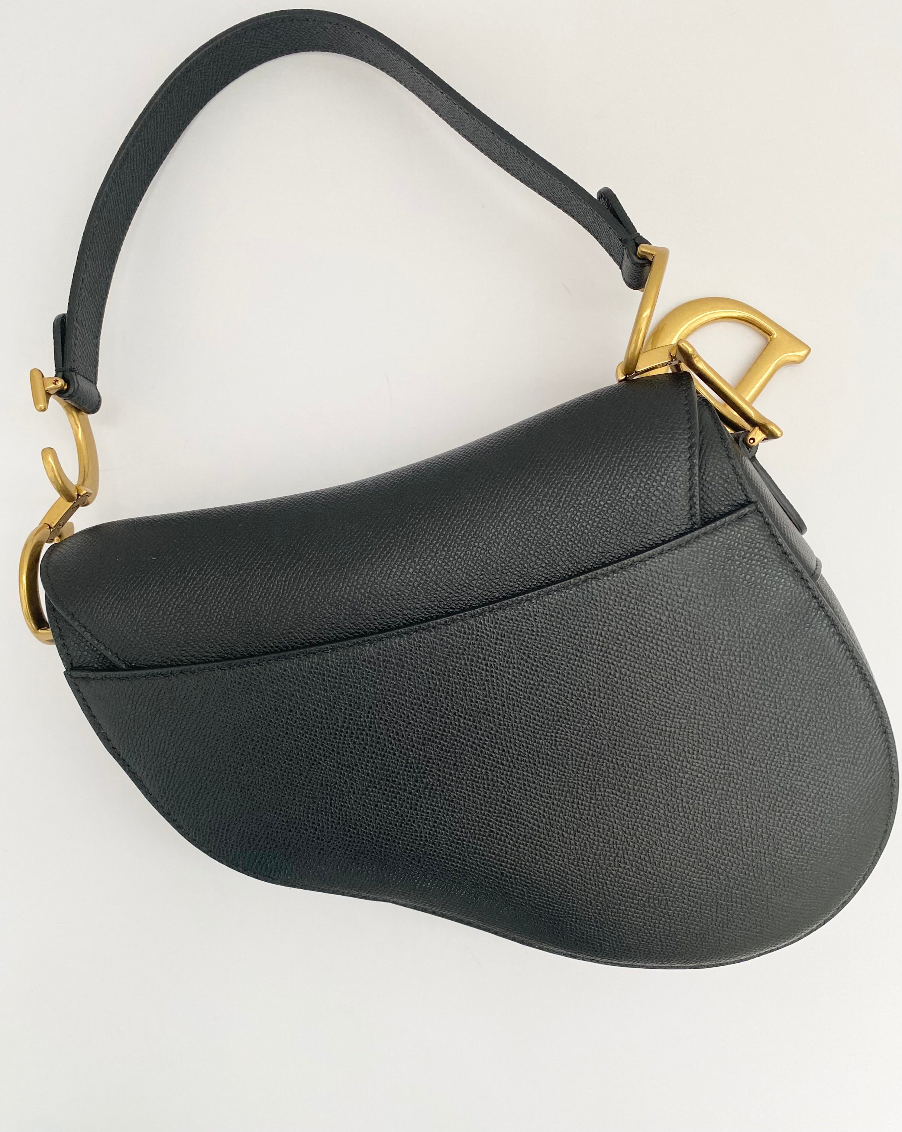 Dior Black Saddle Bag In Grained Calfskin (RRP £3,450)