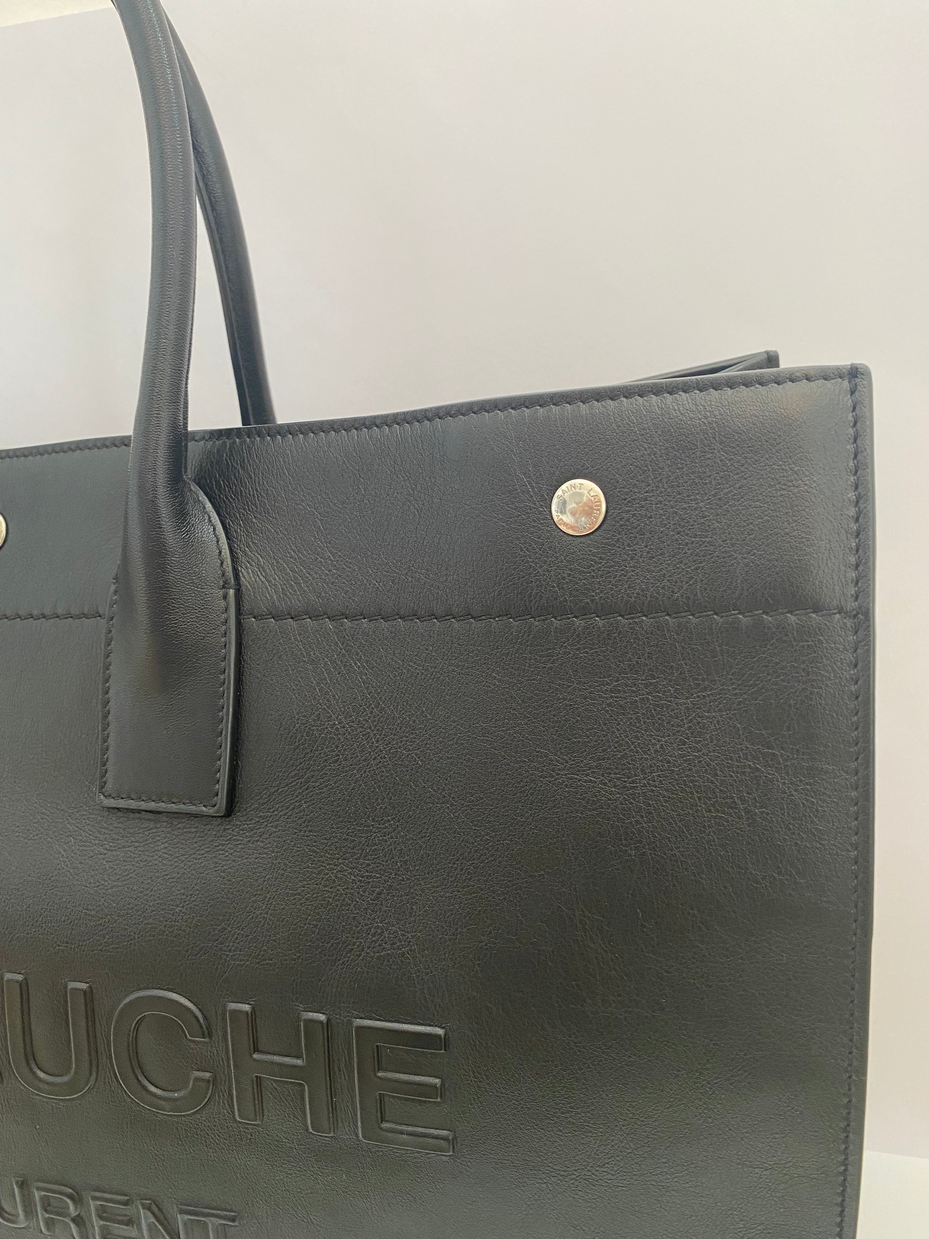 Saint Laurent Black Rive Gauche Tote In Smooth Calfskin Leather (RRP £1760)