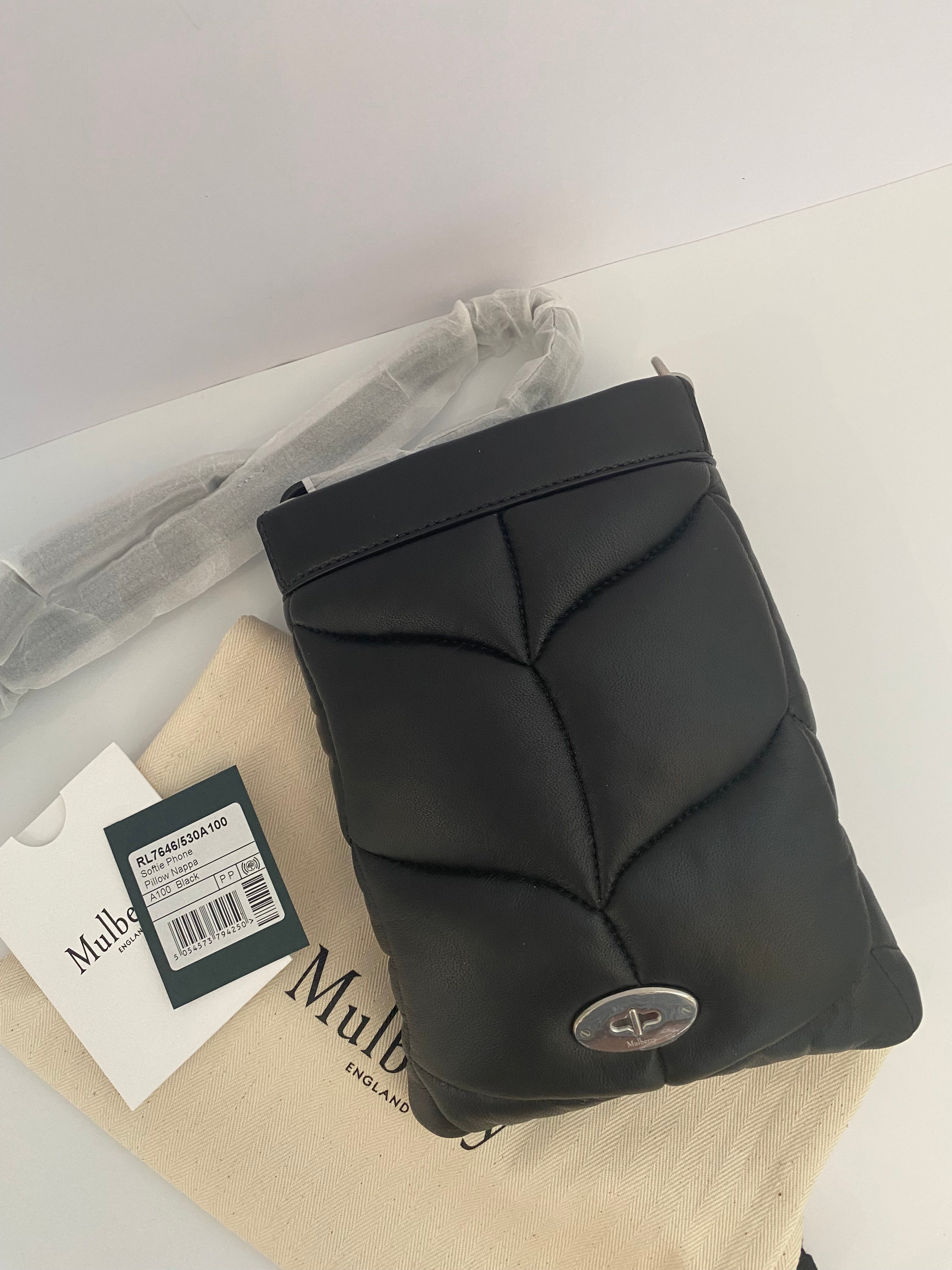 Mulberry Black Softie Pillow Nappa Leather Phone Pouch (RRP £595)