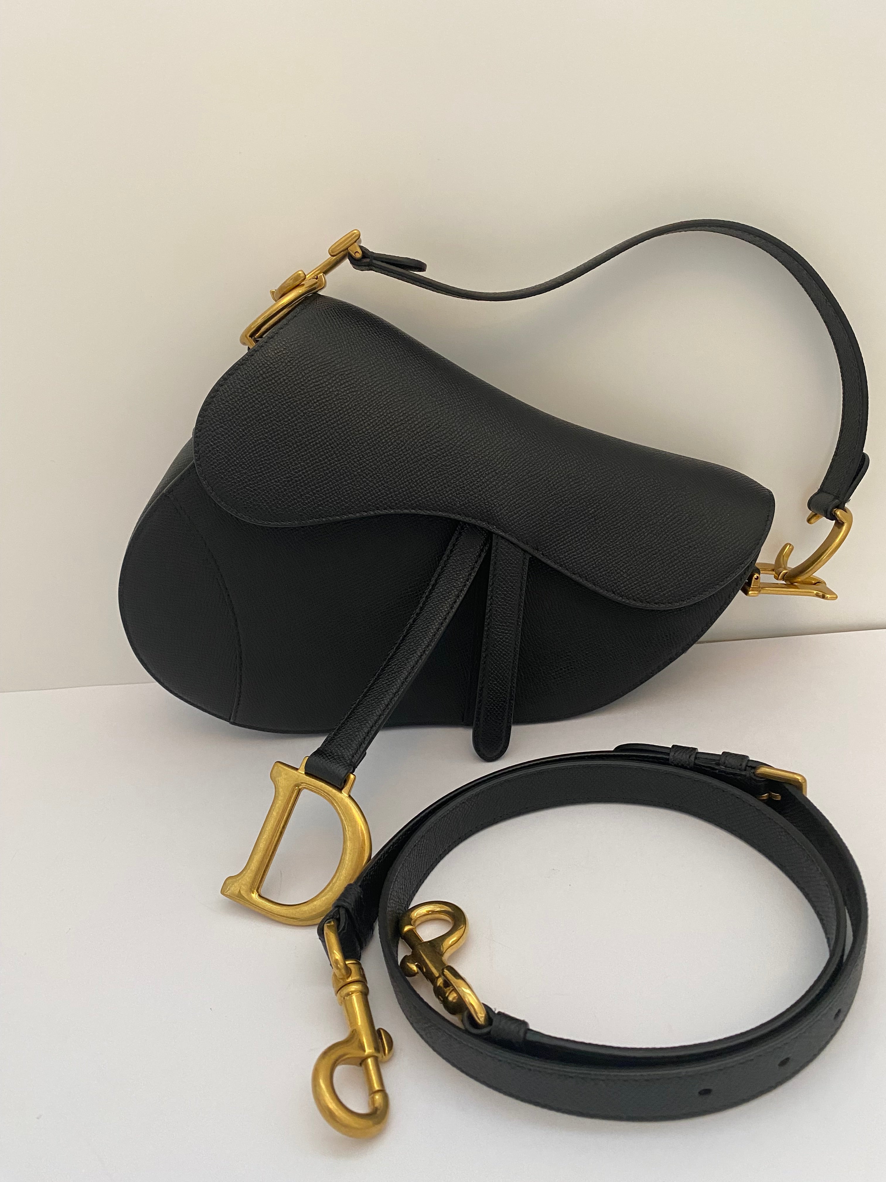 Dior Black Saddle Bag In Grained Calfskin (RRP £3,450)