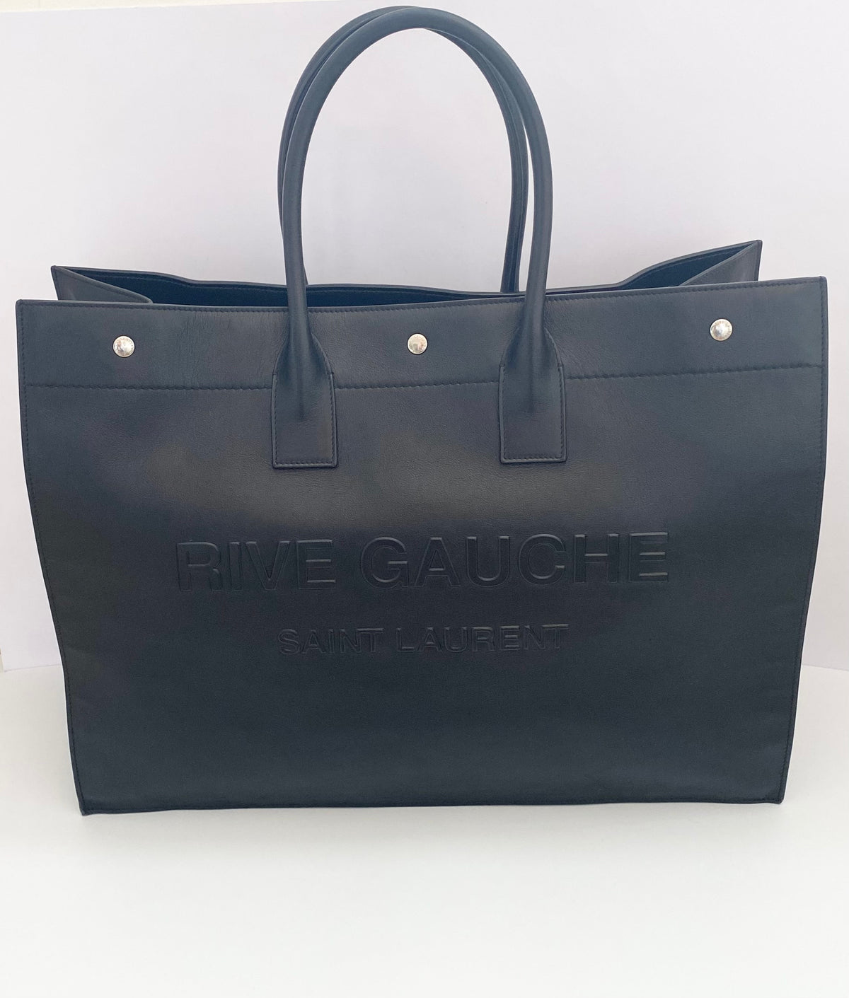 Saint Laurent Black Rive Gauche Tote In Smooth Calfskin Leather (RRP £1760)