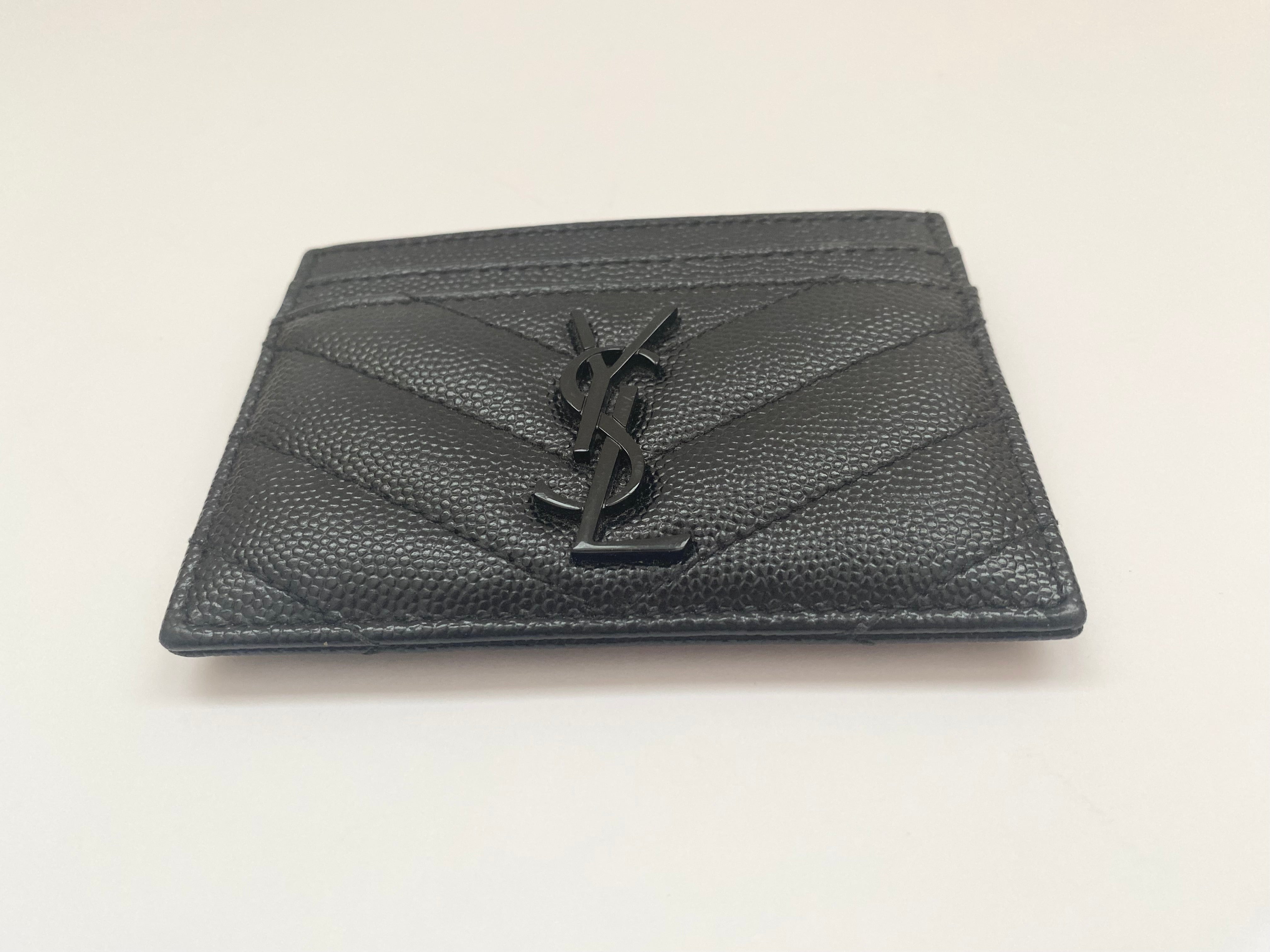 Yves Saint Laurent Black Card Holder In Grain De Poudre (RRP £260)