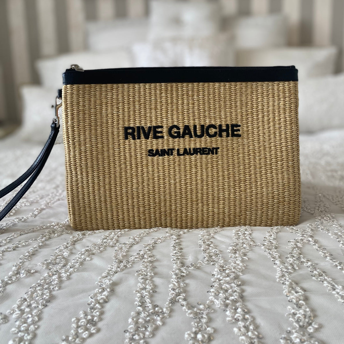 Saint Laurent Raffia Rive Gauche Pouch (RRP £550.00)