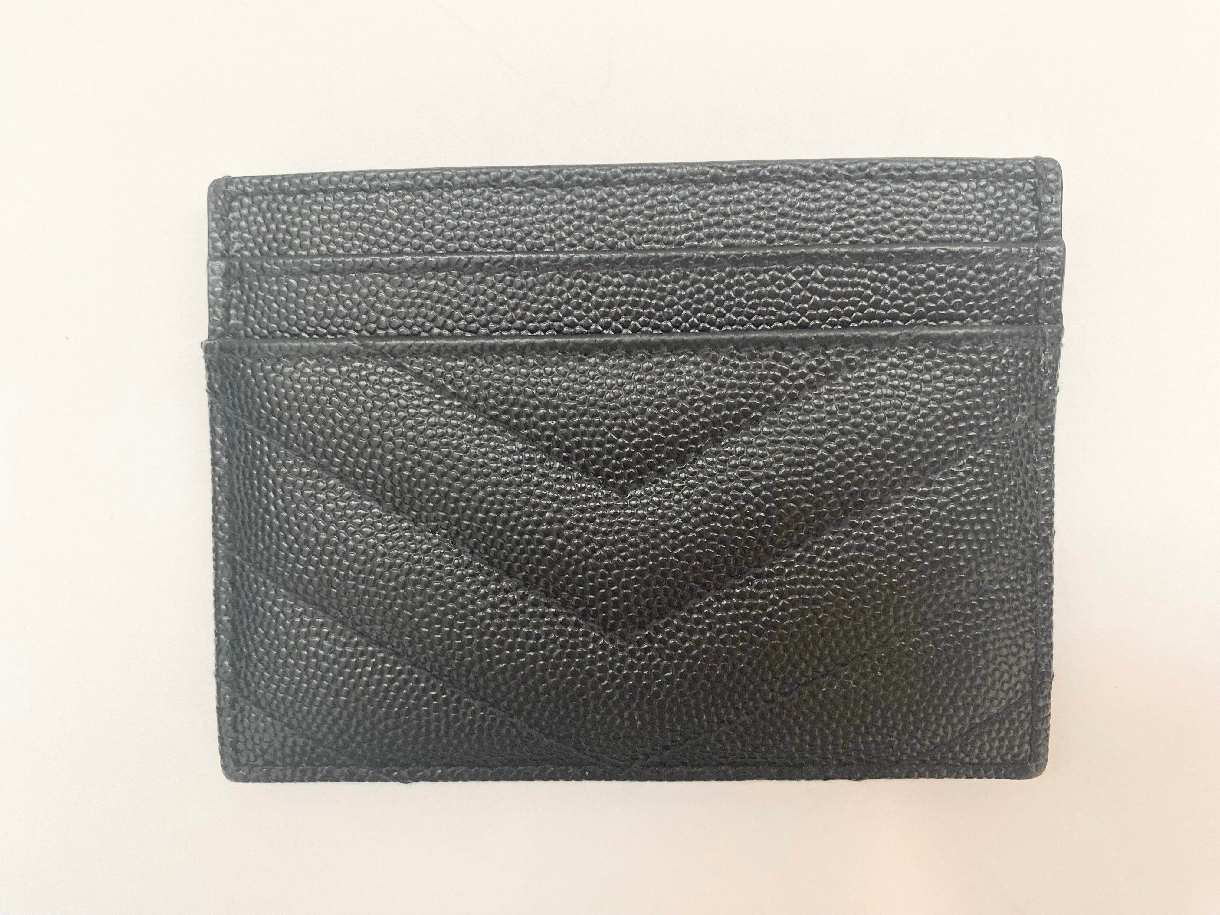 Yves Saint Laurent Black Card Holder In Grain De Poudre (RRP £260)