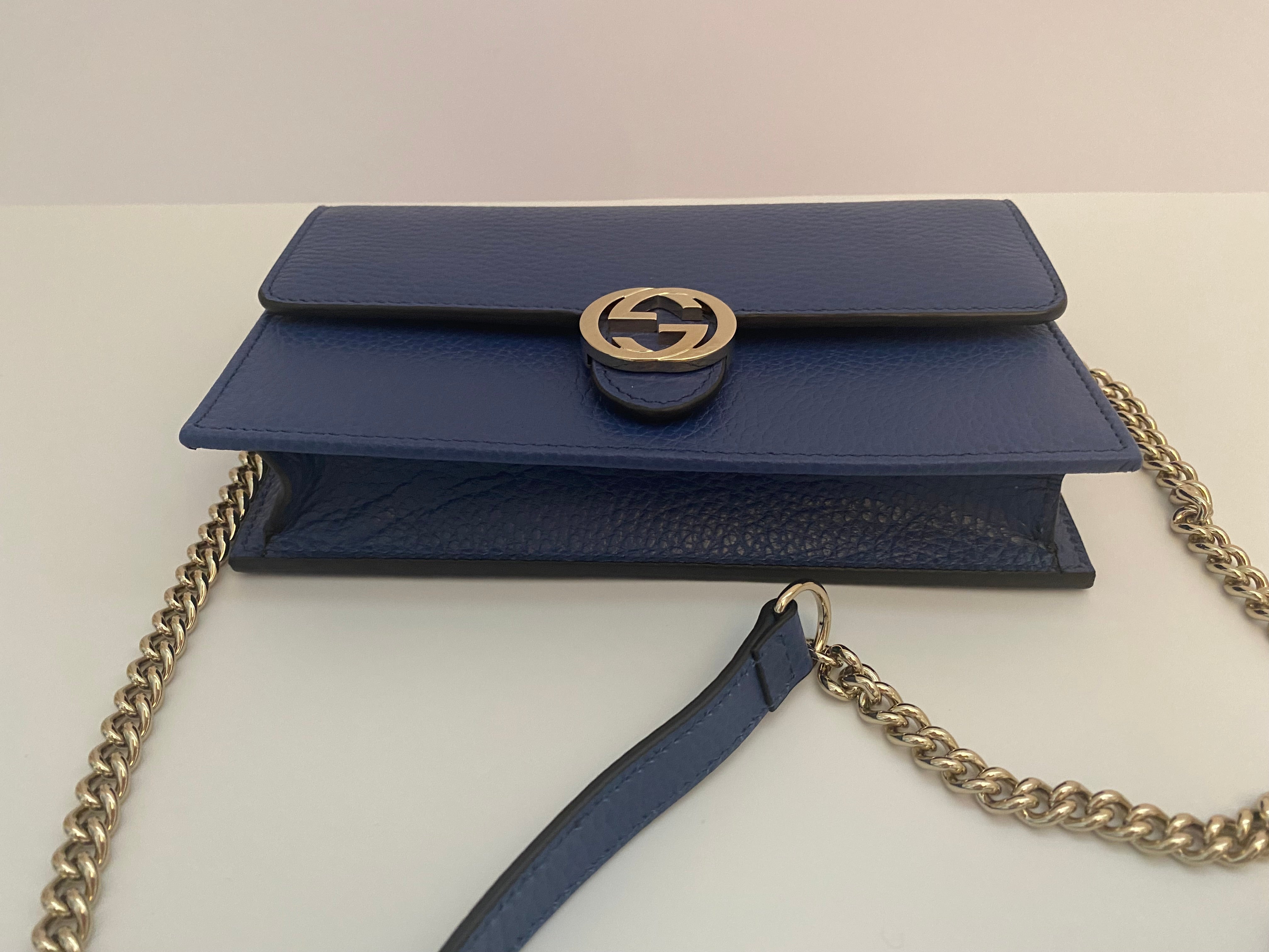 Gucci Blue Interlocking Chain Wallet