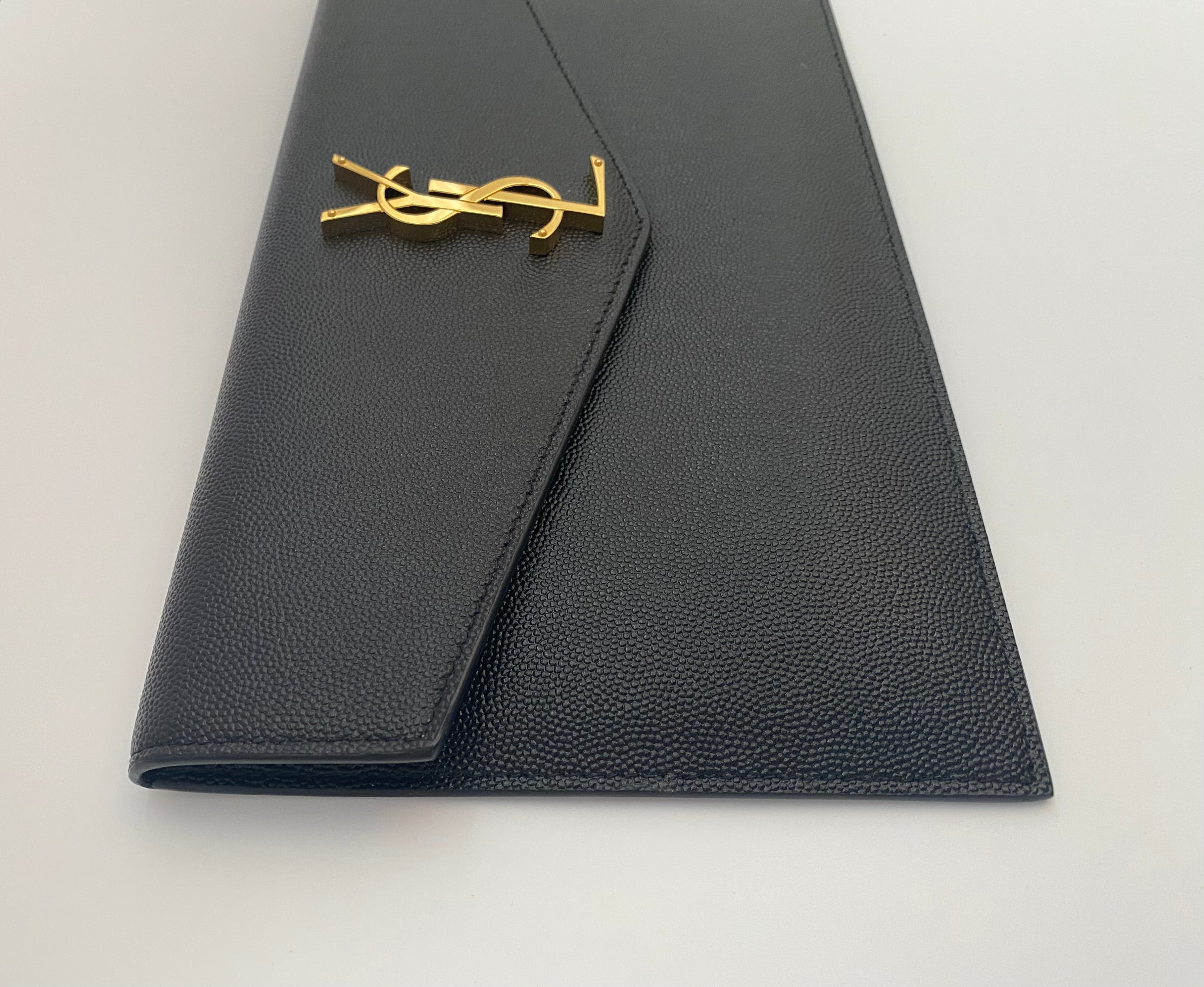 Saint Laurent Black Uptown Pouch Clutch With Gold Hardware (RRP £460)