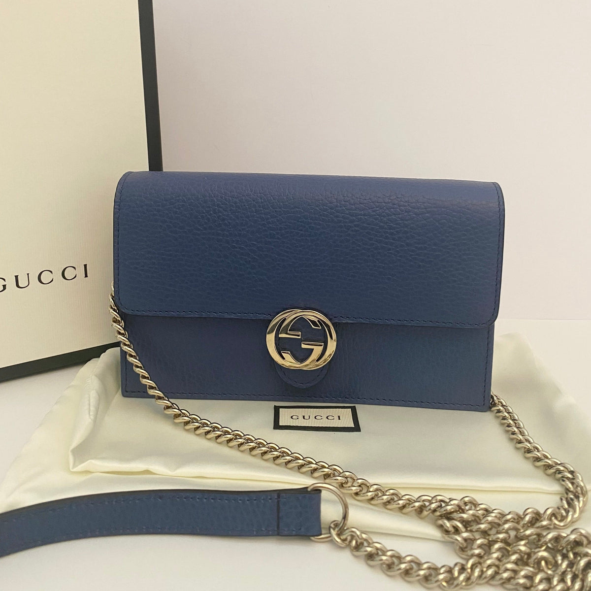 Gucci Blue Interlocking Chain Wallet