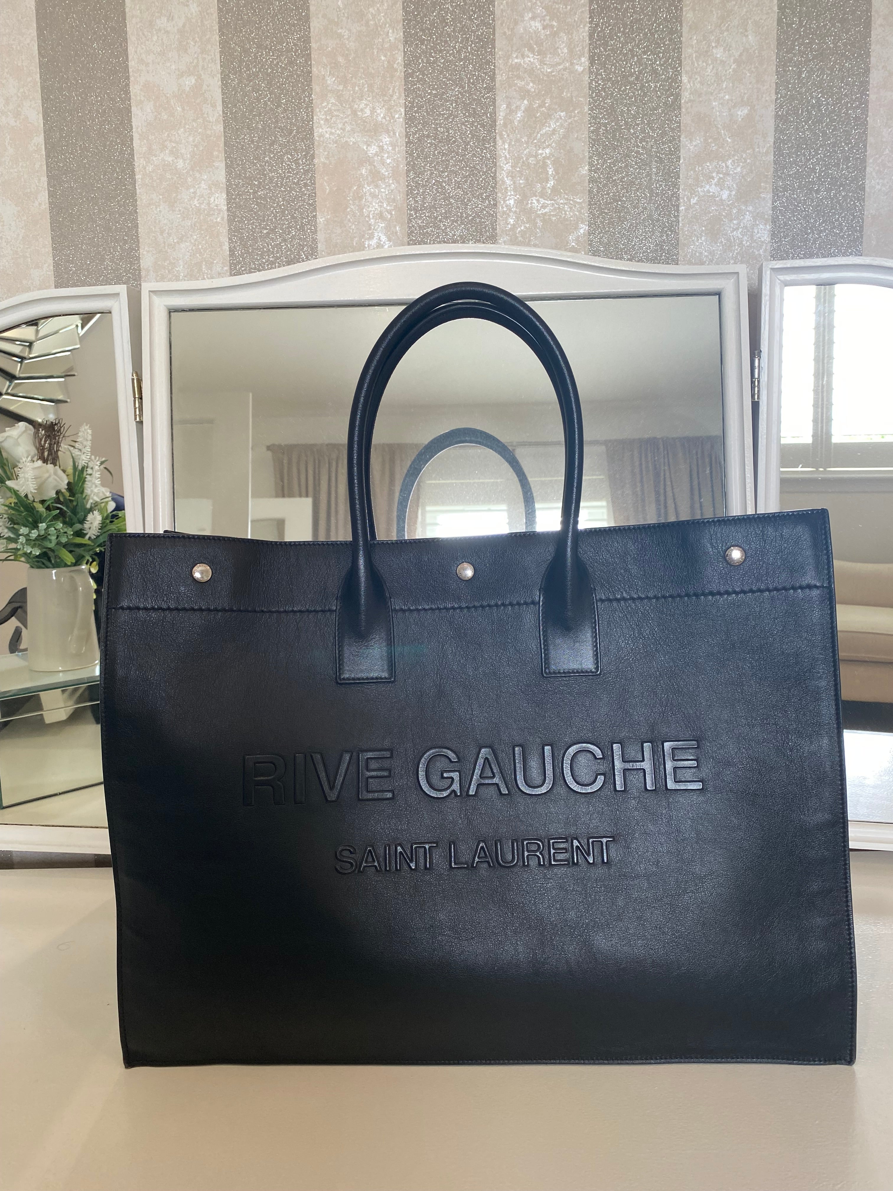 Saint Laurent Black Rive Gauche Tote In Smooth Calfskin Leather (RRP £1760)