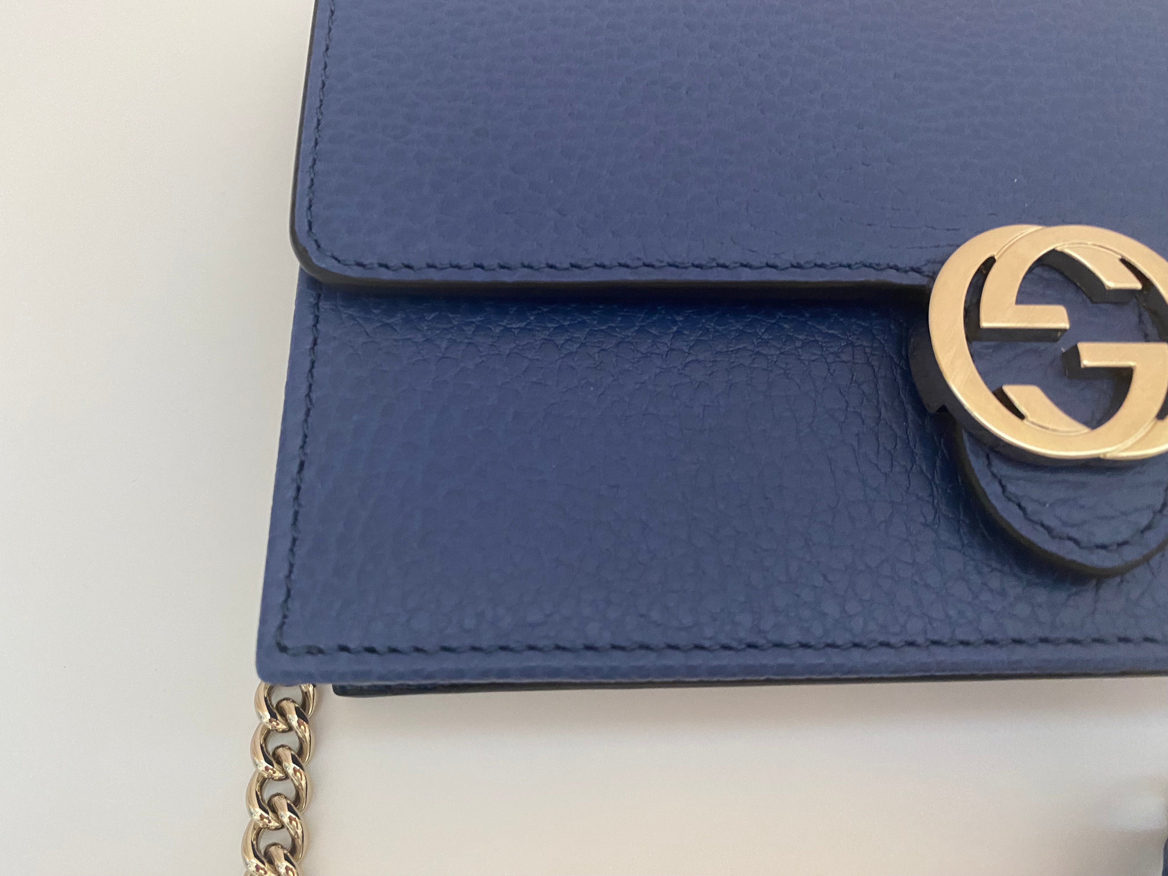 Gucci Blue Interlocking Chain Wallet