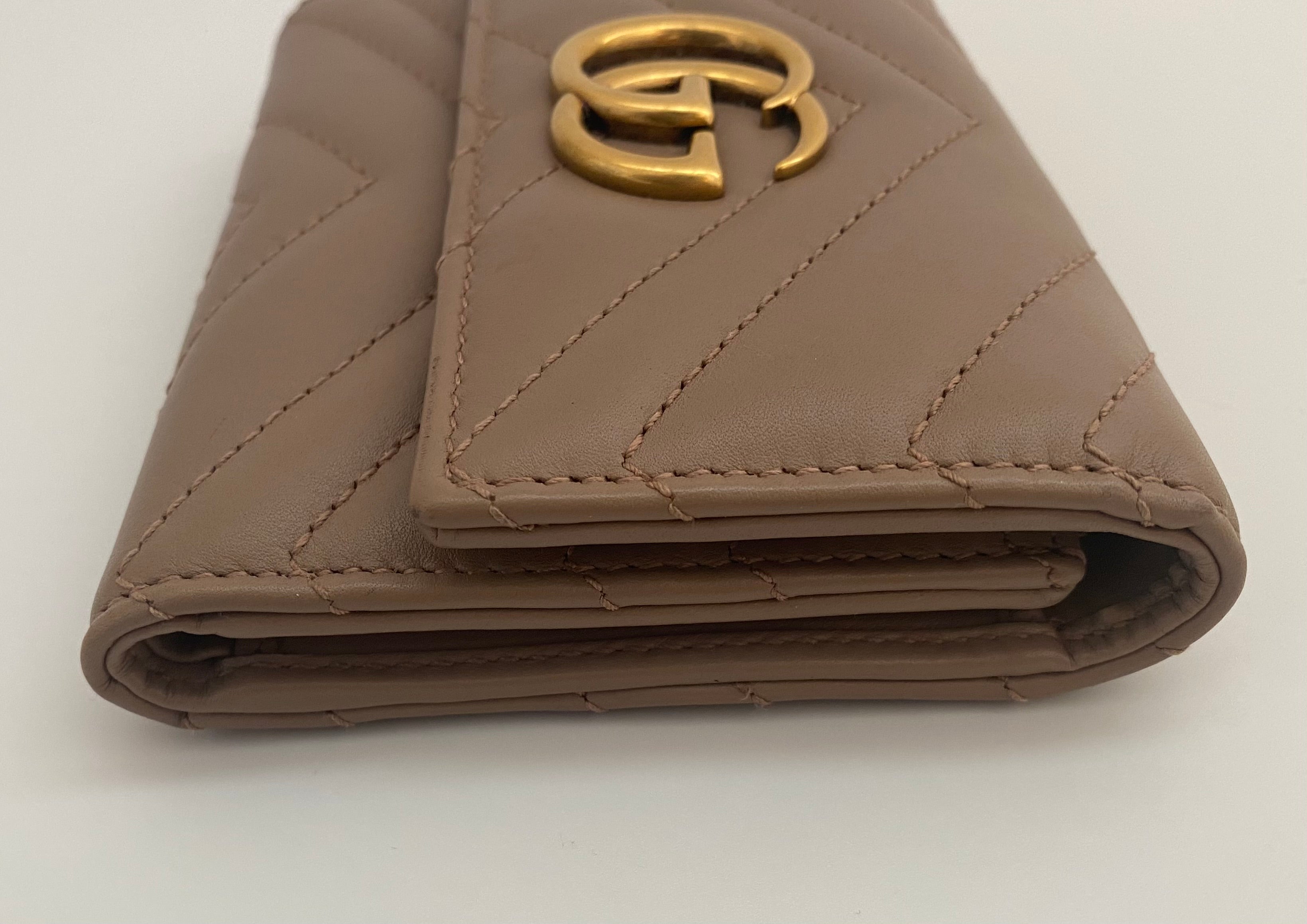 Gucci Dusty Pink Marmont  Chevron Leather Wallet