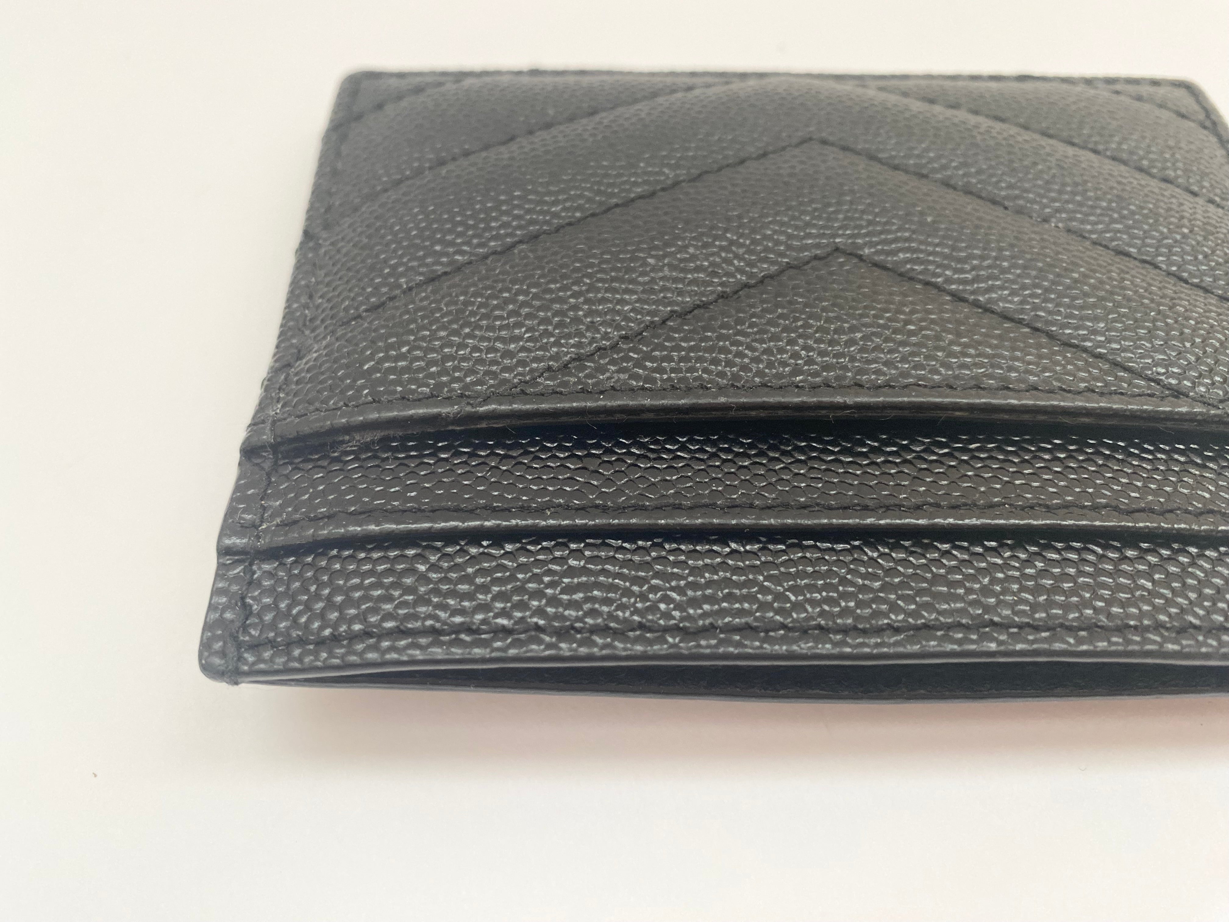 Yves Saint Laurent Black Card Holder In Grain De Poudre (RRP £260)