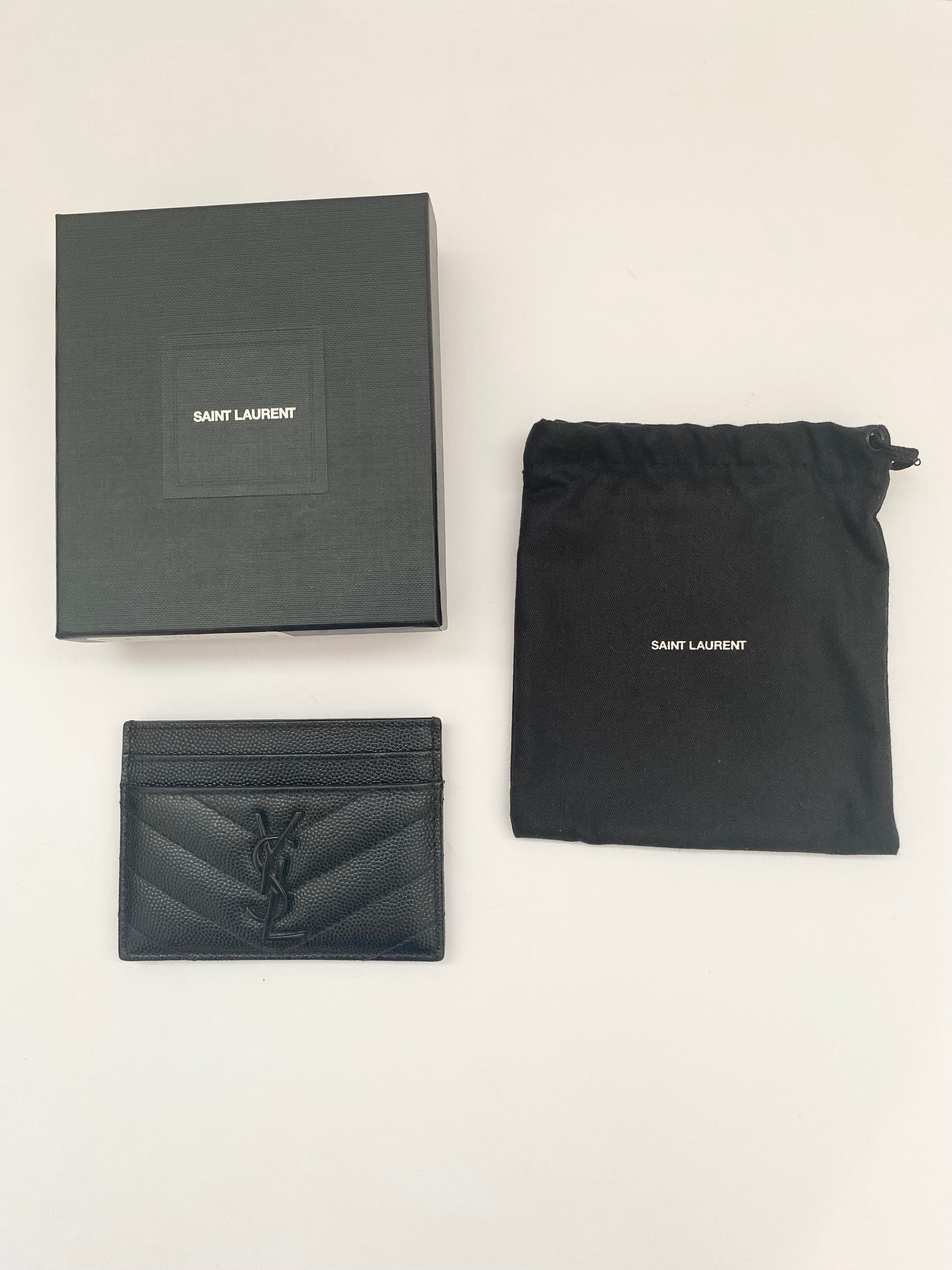 Yves Saint Laurent Black Card Holder In Grain De Poudre (RRP £260)