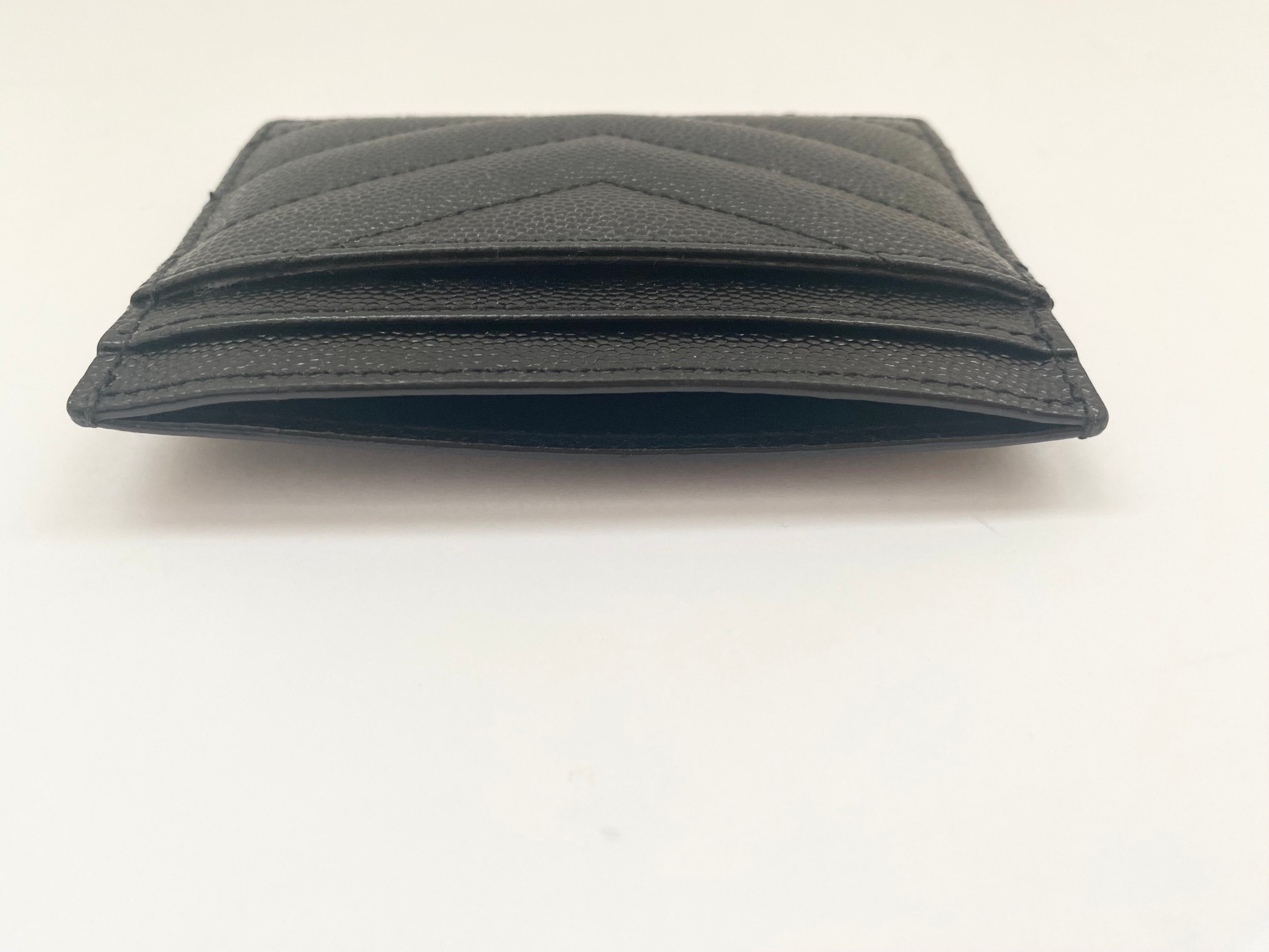 Yves Saint Laurent Black Card Holder In Grain De Poudre (RRP £260)