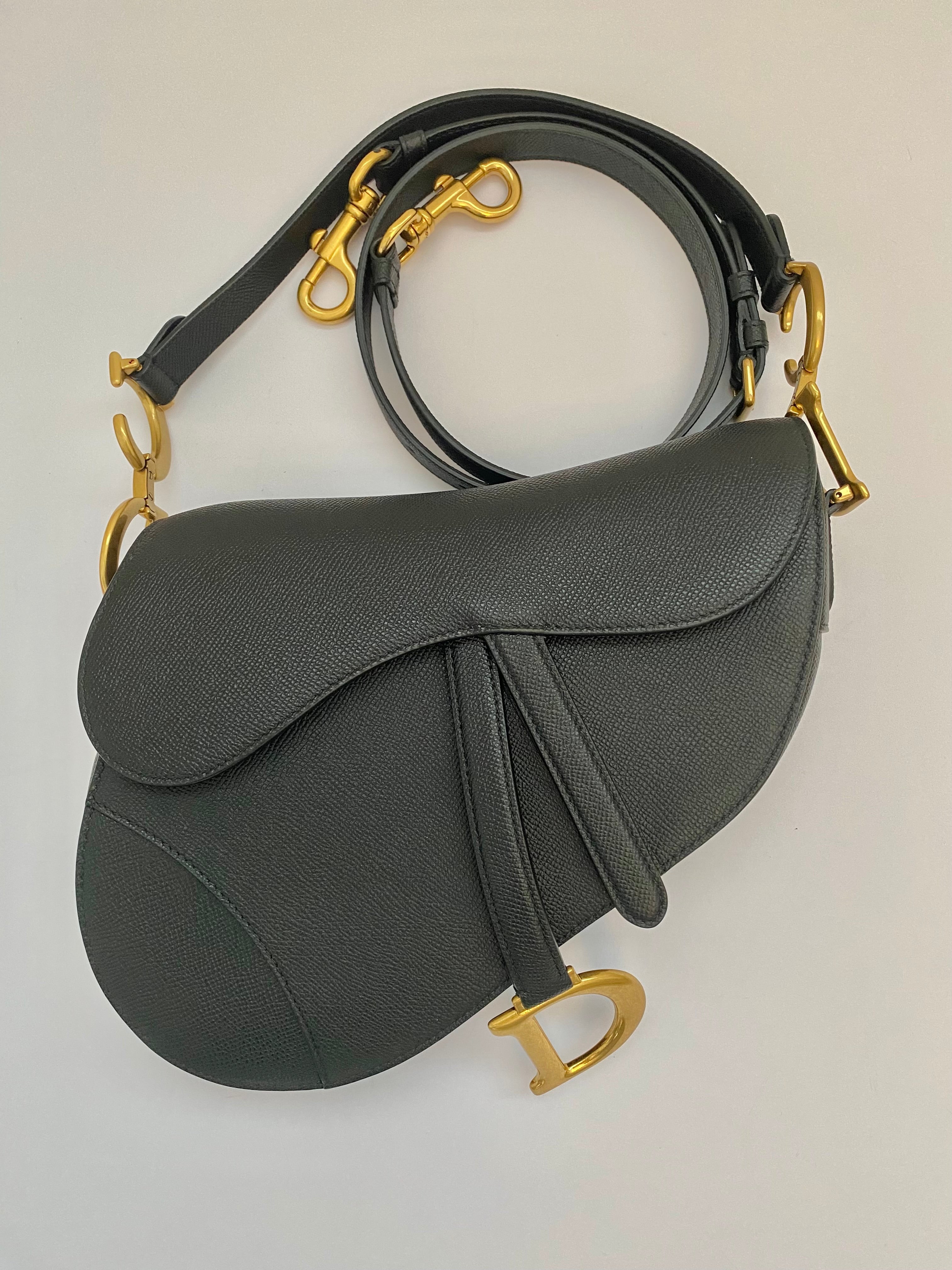 Dior Black Saddle Bag In Grained Calfskin (RRP £3,450)