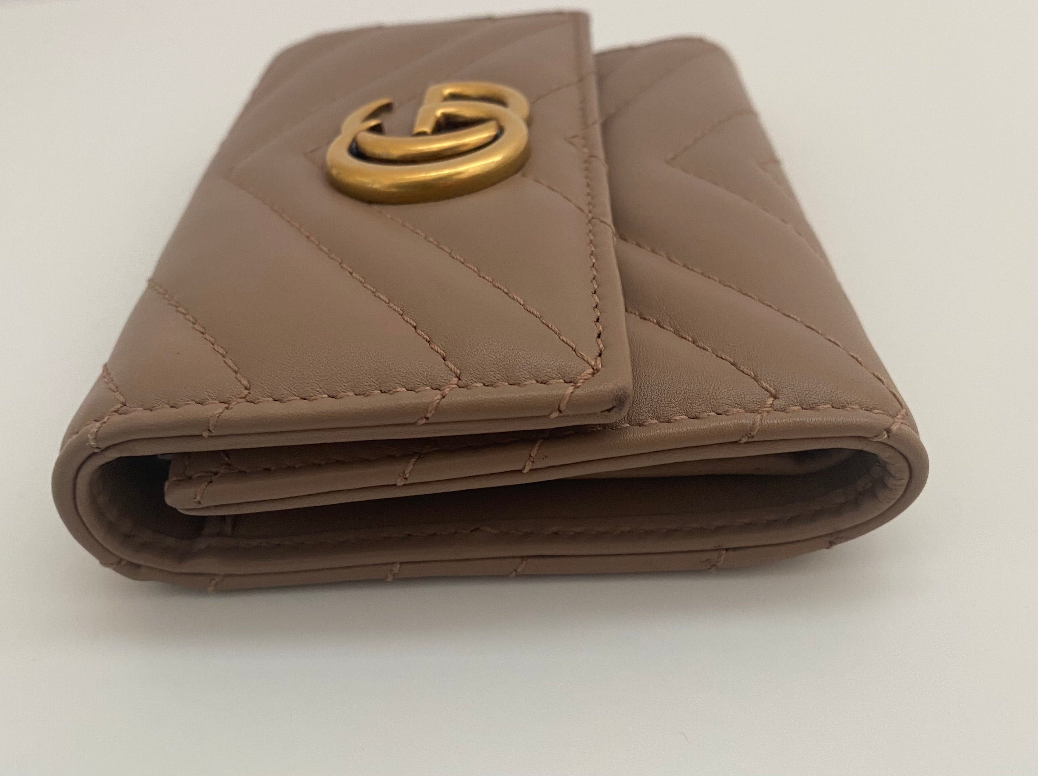 Gucci Dusty Pink Marmont  Chevron Leather Wallet