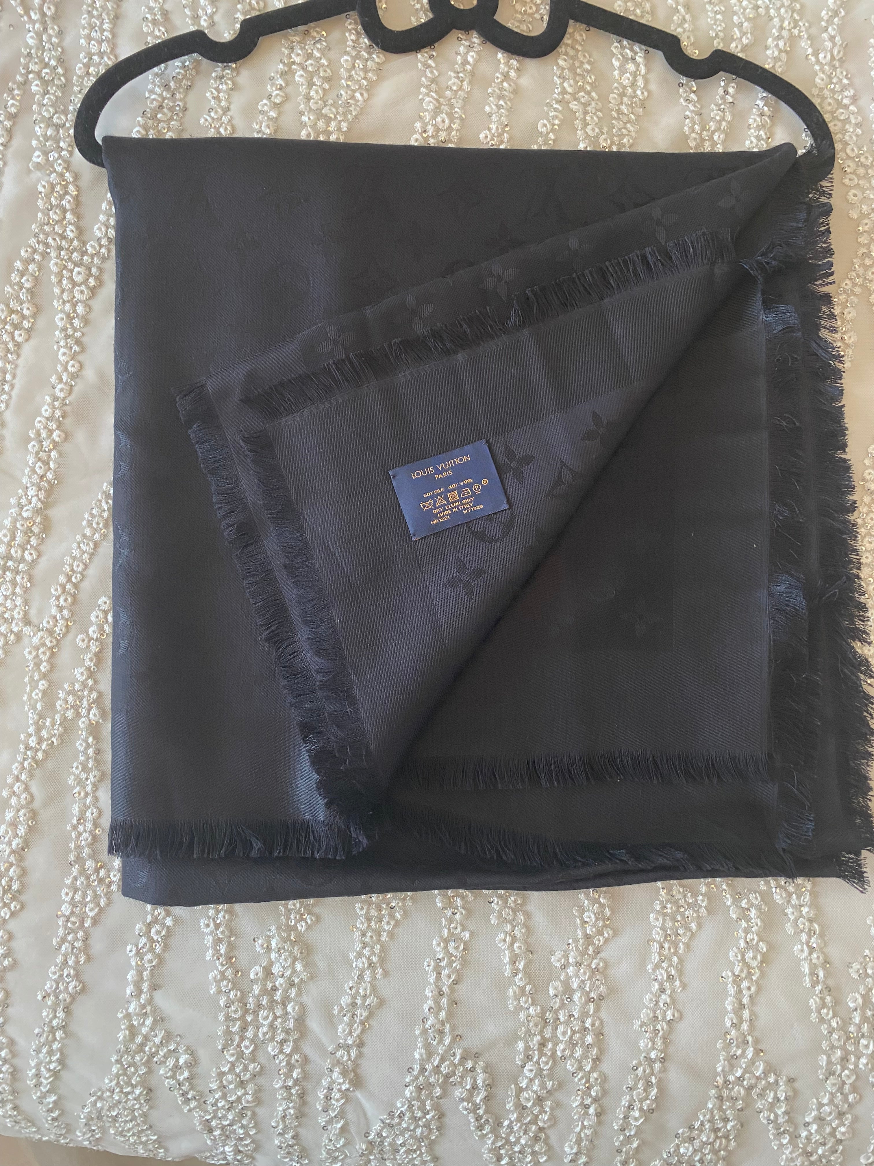 Louis Vuitton Monogram Black Shine Shawl (RRP £505)