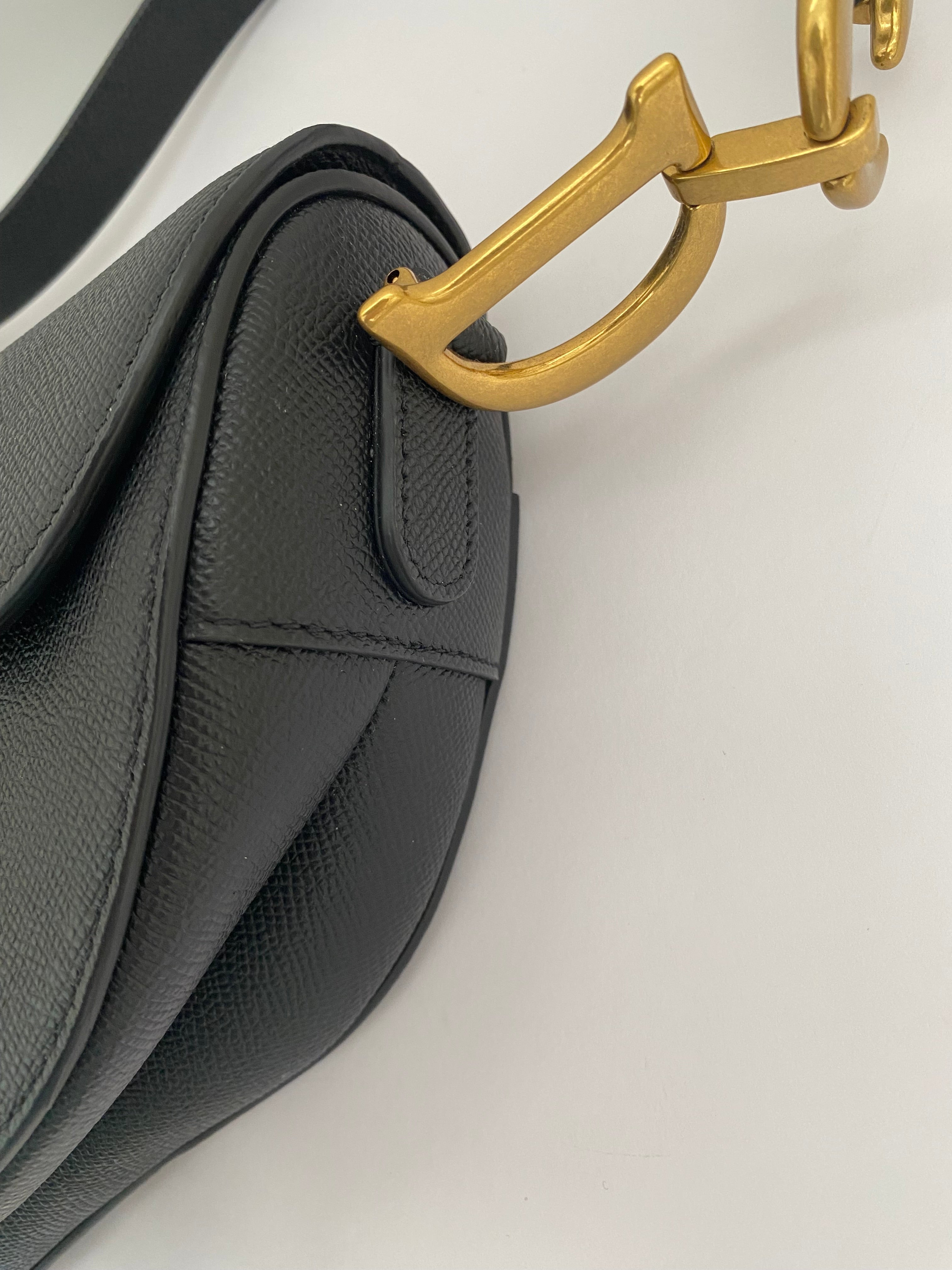 Dior Black Saddle Bag In Grained Calfskin (RRP £3,450)