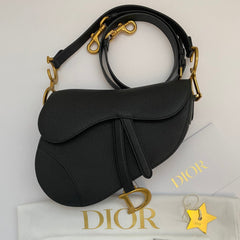 Dior Black Saddle Bag In Grained Calfskin (RRP £3,450)