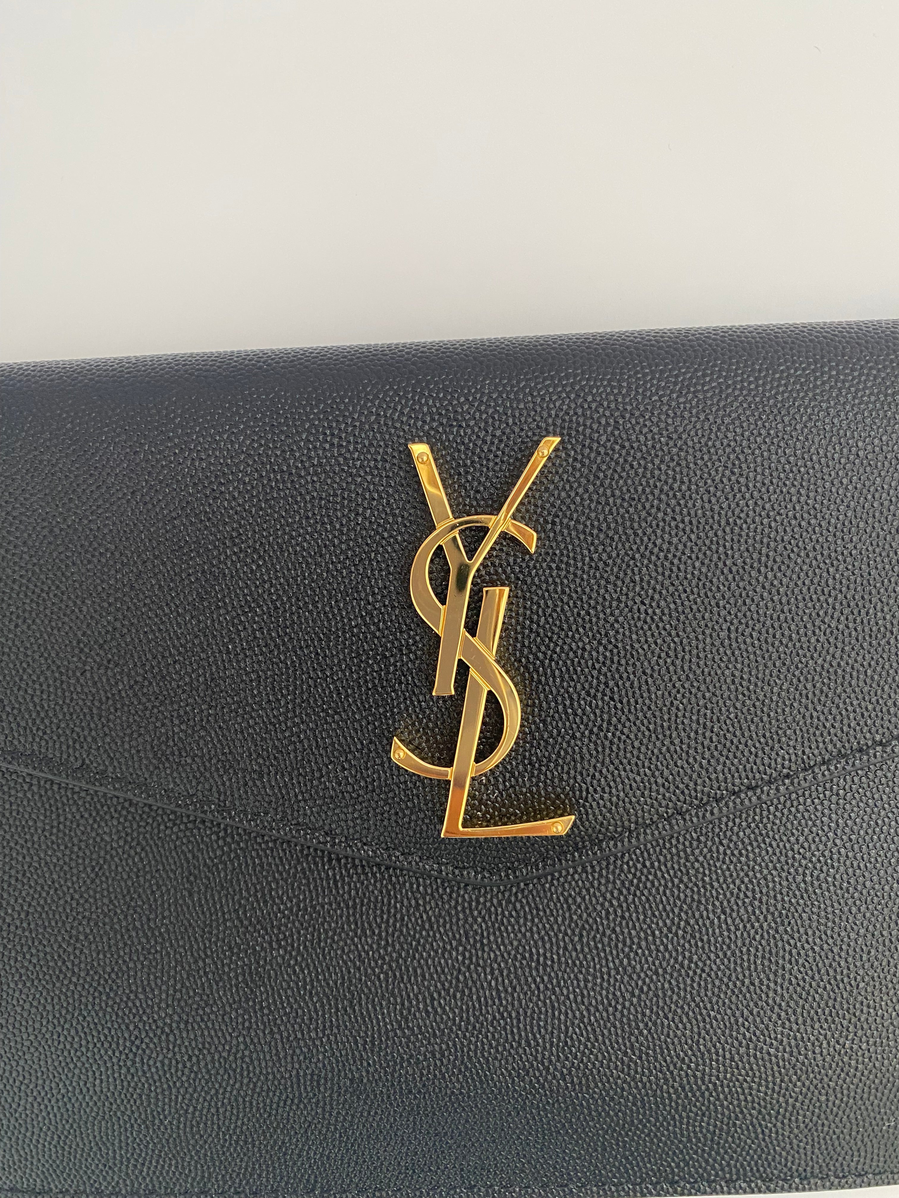 Saint Laurent Black Uptown Pouch Clutch With Gold Hardware (RRP £460)