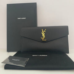 Saint Laurent Black Uptown Pouch Clutch With Gold Hardware (RRP £460)