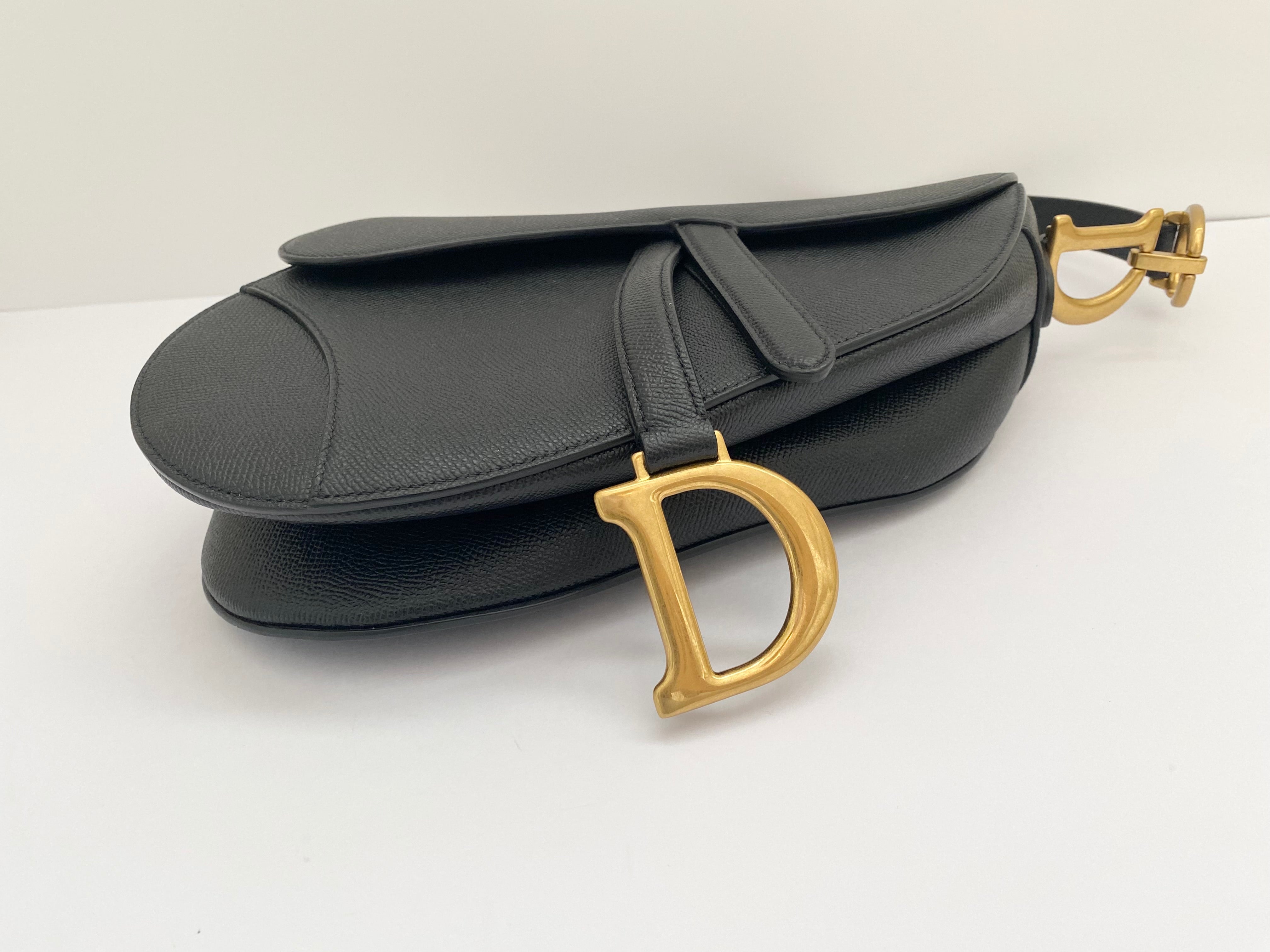 Dior Black Saddle Bag In Grained Calfskin (RRP £3,450)