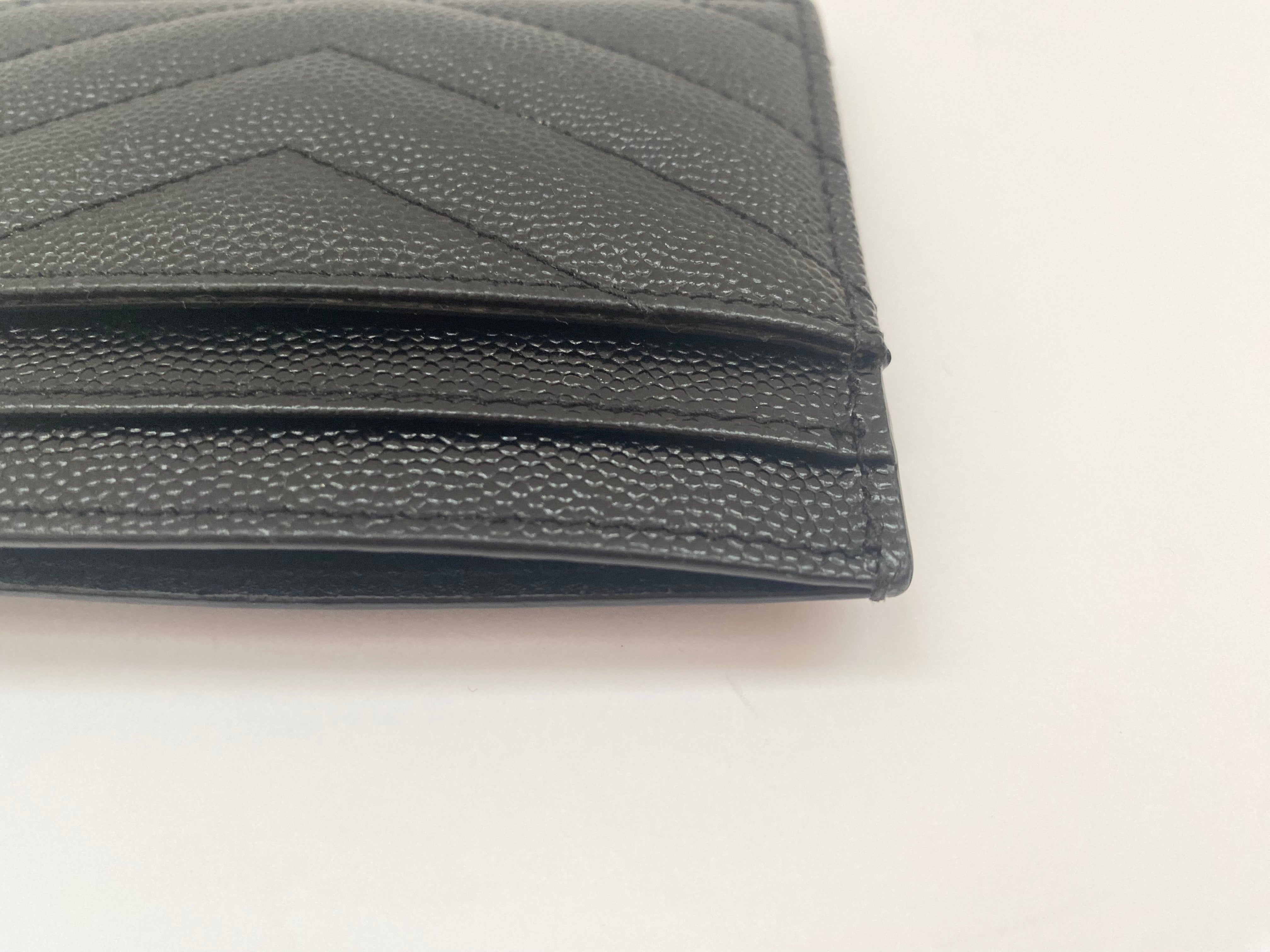 Yves Saint Laurent Black Card Holder In Grain De Poudre (RRP £260)