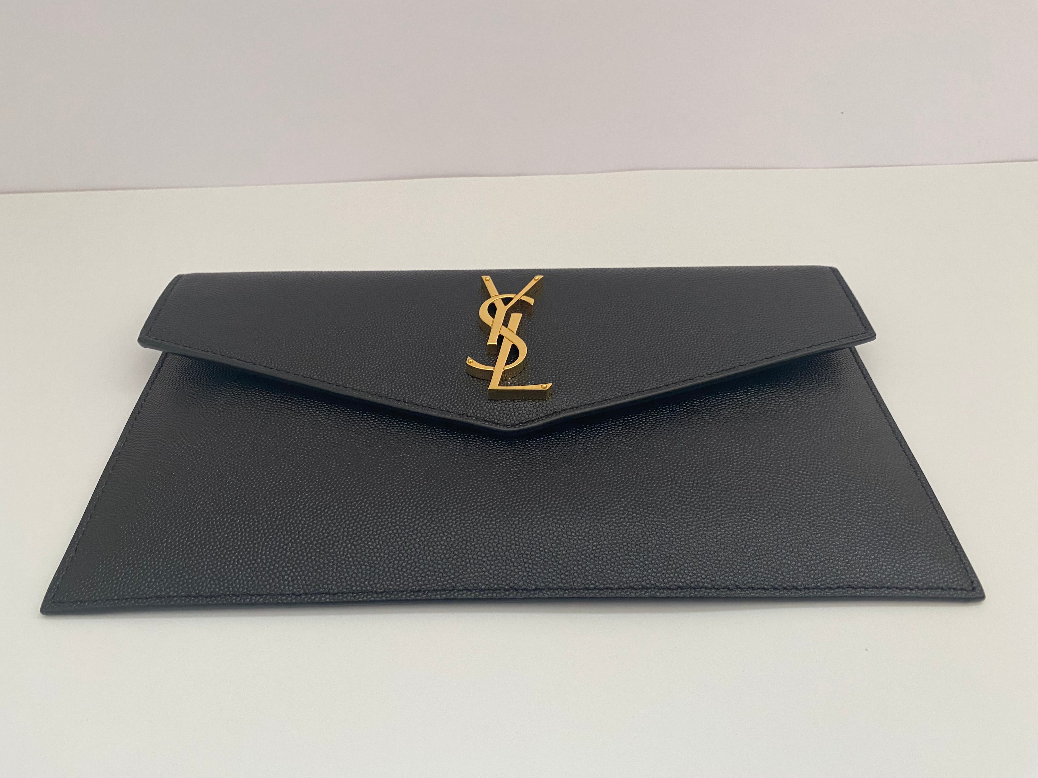 Saint Laurent Black Uptown Pouch Clutch With Gold Hardware (RRP £460)