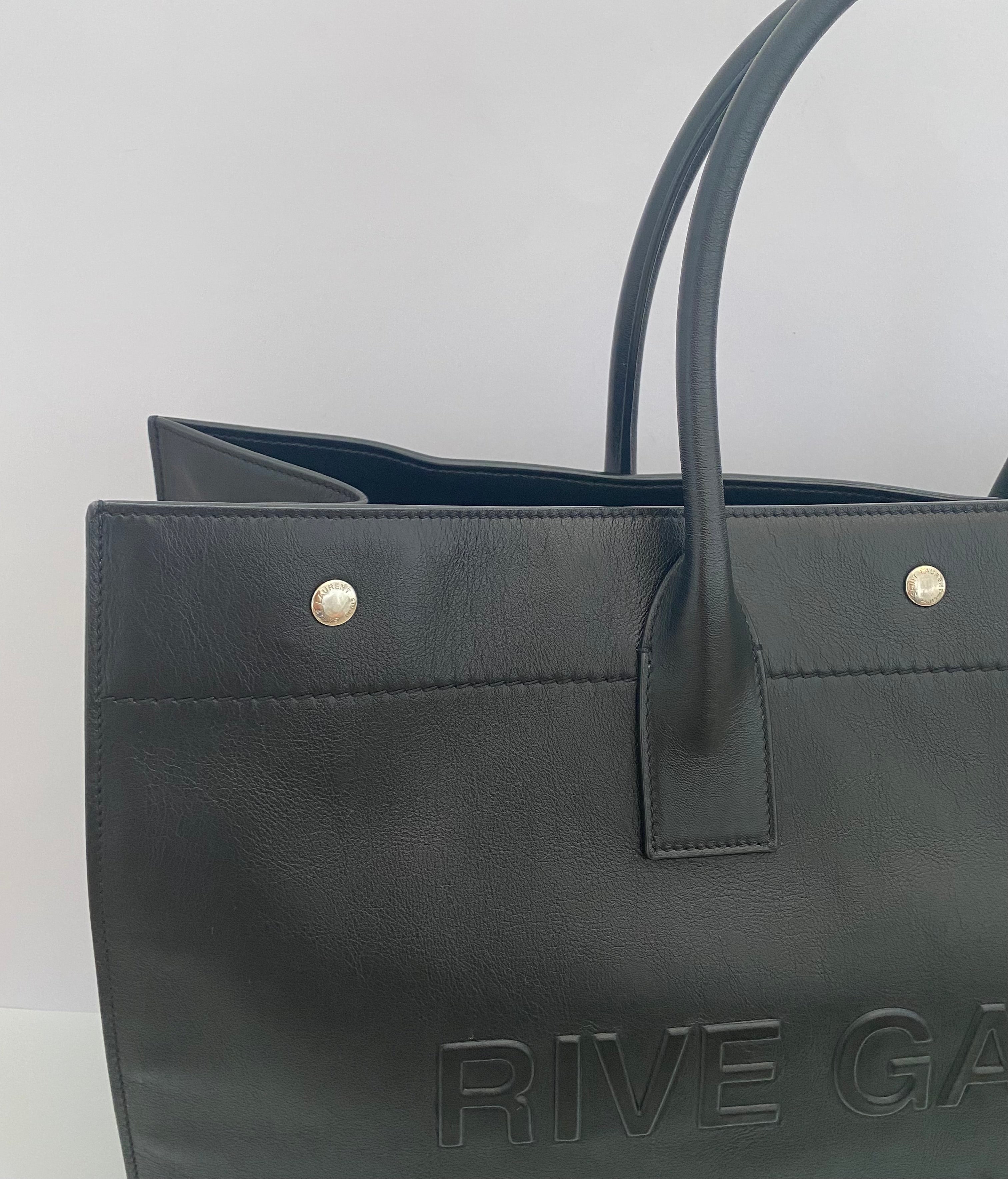 Saint Laurent Black Rive Gauche Tote In Smooth Calfskin Leather (RRP £1760)