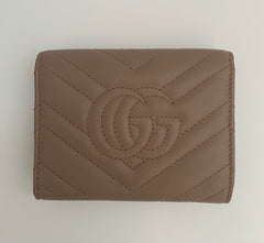 Gucci Dusty Pink Marmont  Chevron Leather Wallet