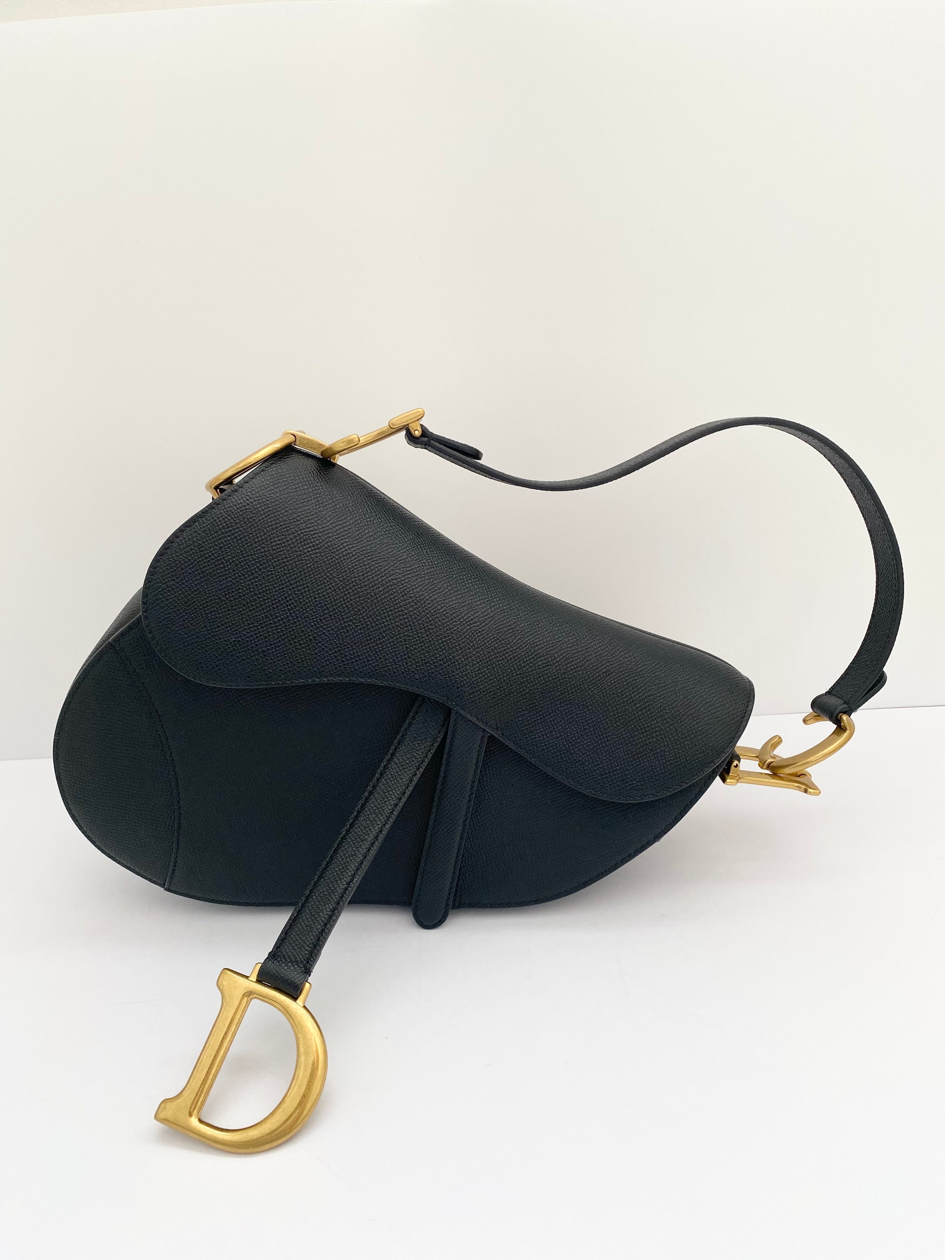 Dior Black Saddle Bag In Grained Calfskin (RRP £3,450)