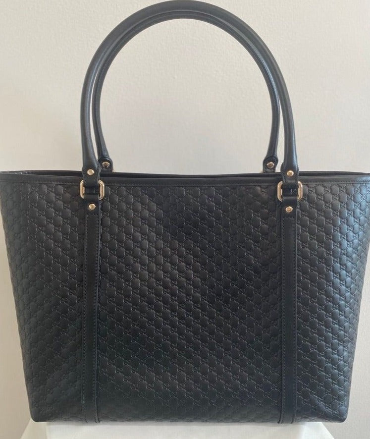 Gucci  Dome Black Leather Tote